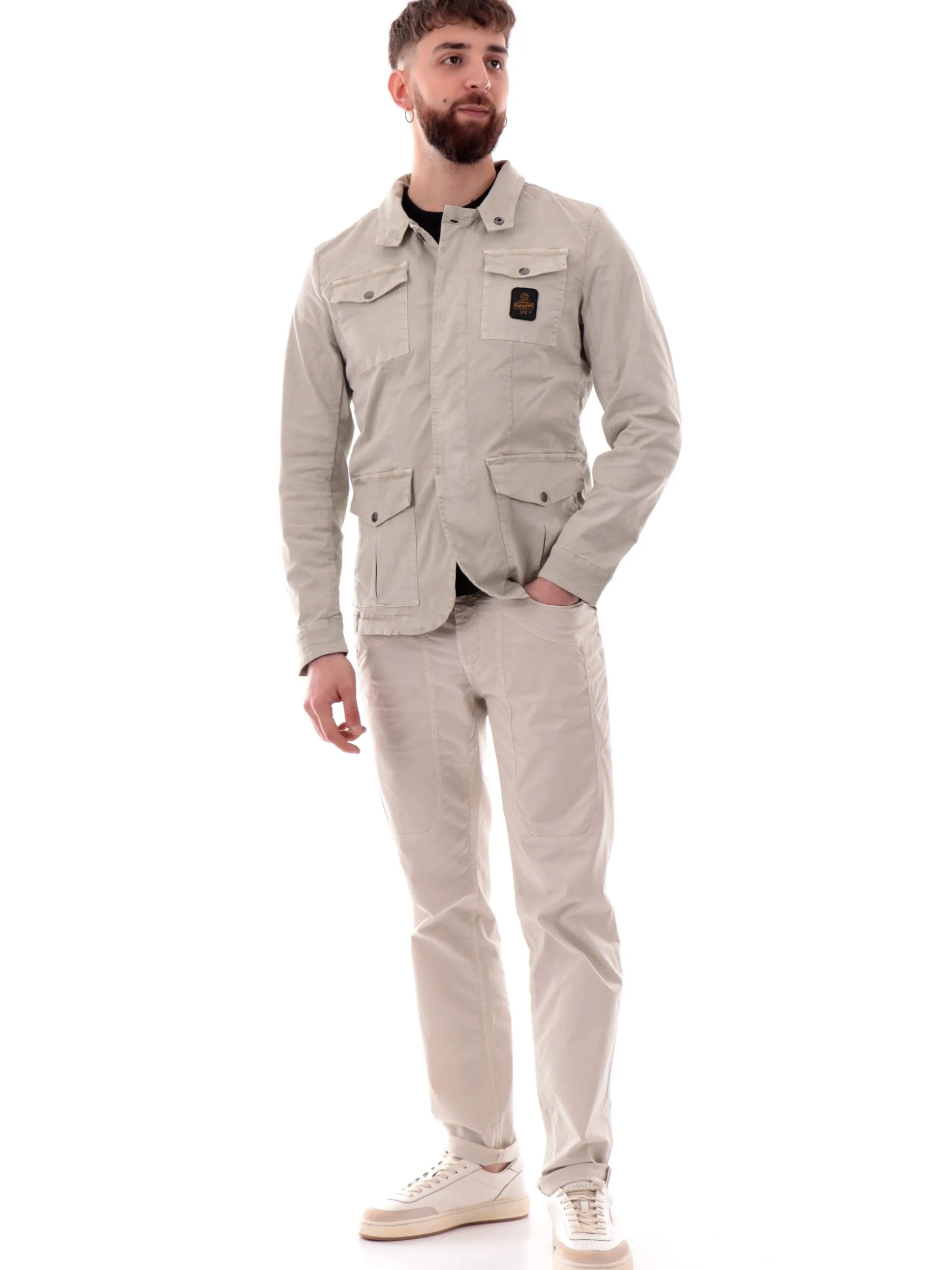 REFRIGIWEAR Giubbini*Giacca New Brent beige da uomo tecnica con tasconi G69208