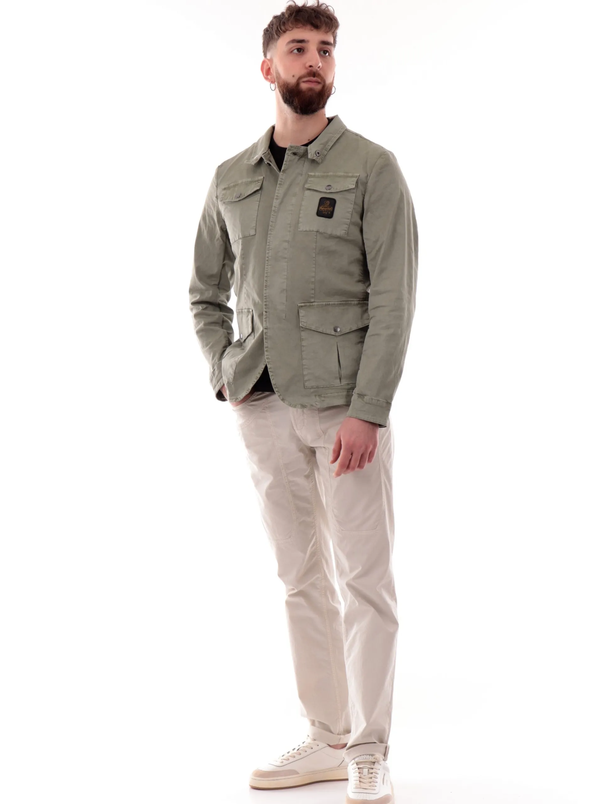 REFRIGIWEAR Giubbini*Giacca New Brent verde da uomo tecnica con tasconi G69208