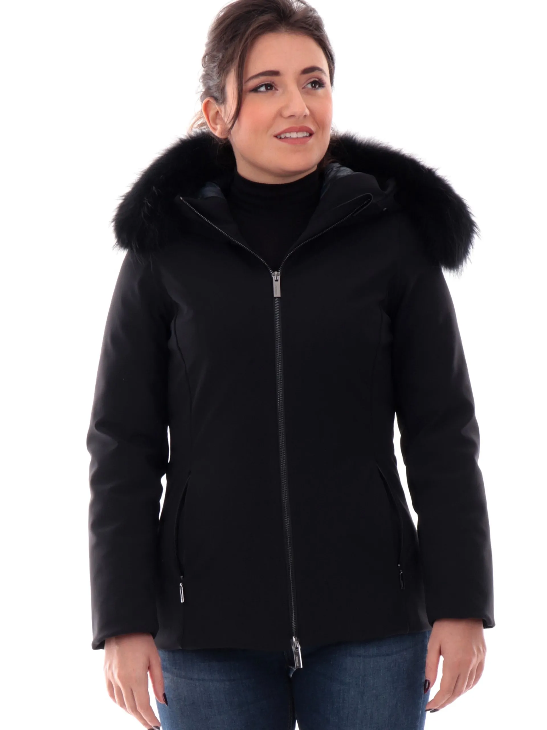 RRD Giubbotti*Giacca nera da donna con pelliccia Winter Storm Fur Wom W24501FT
