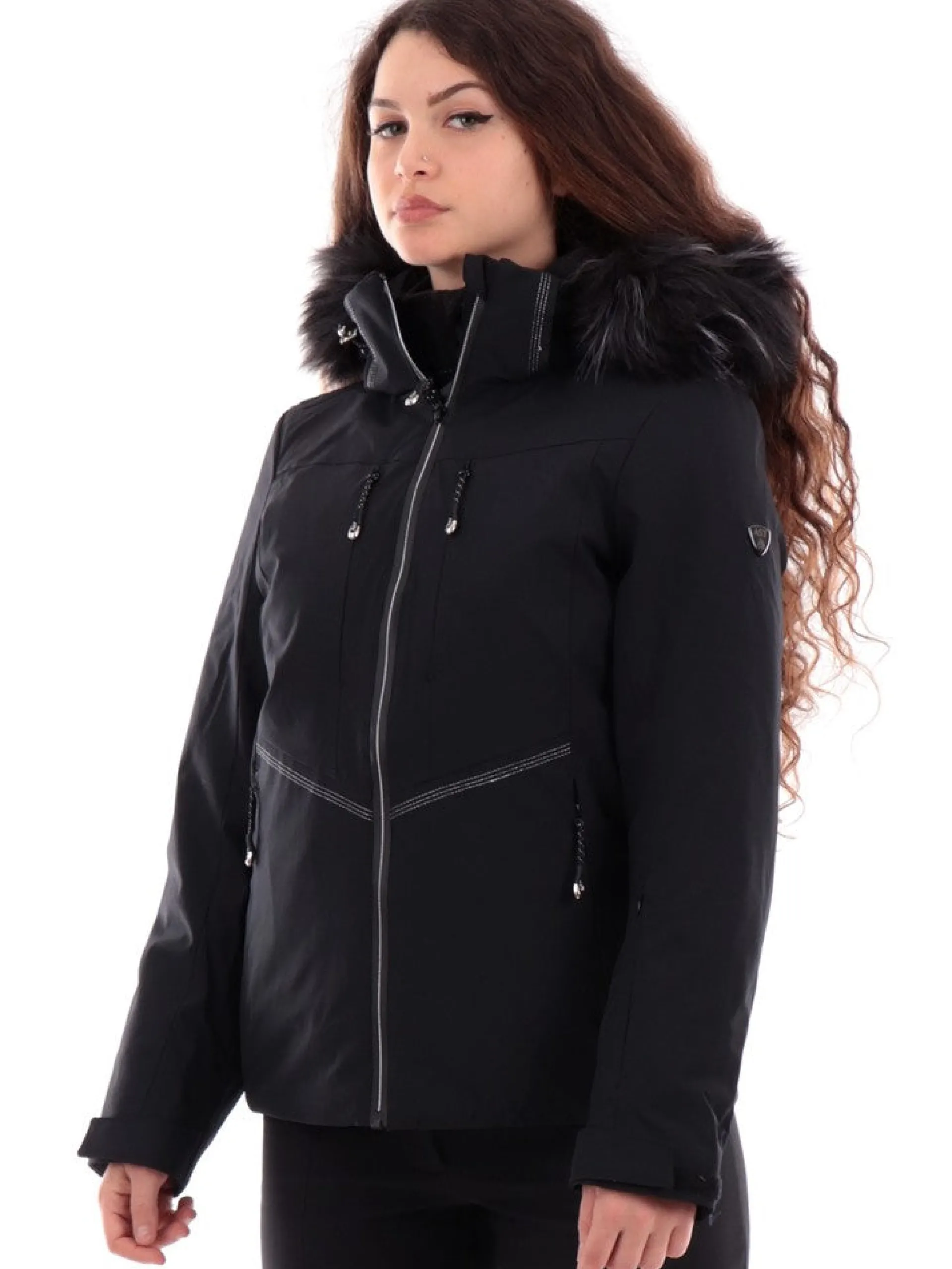 ASTROLABIO Abbigliamento|Giubbini*Giacca Sci nera da Donna con Cappuccio AB8ST34X2E