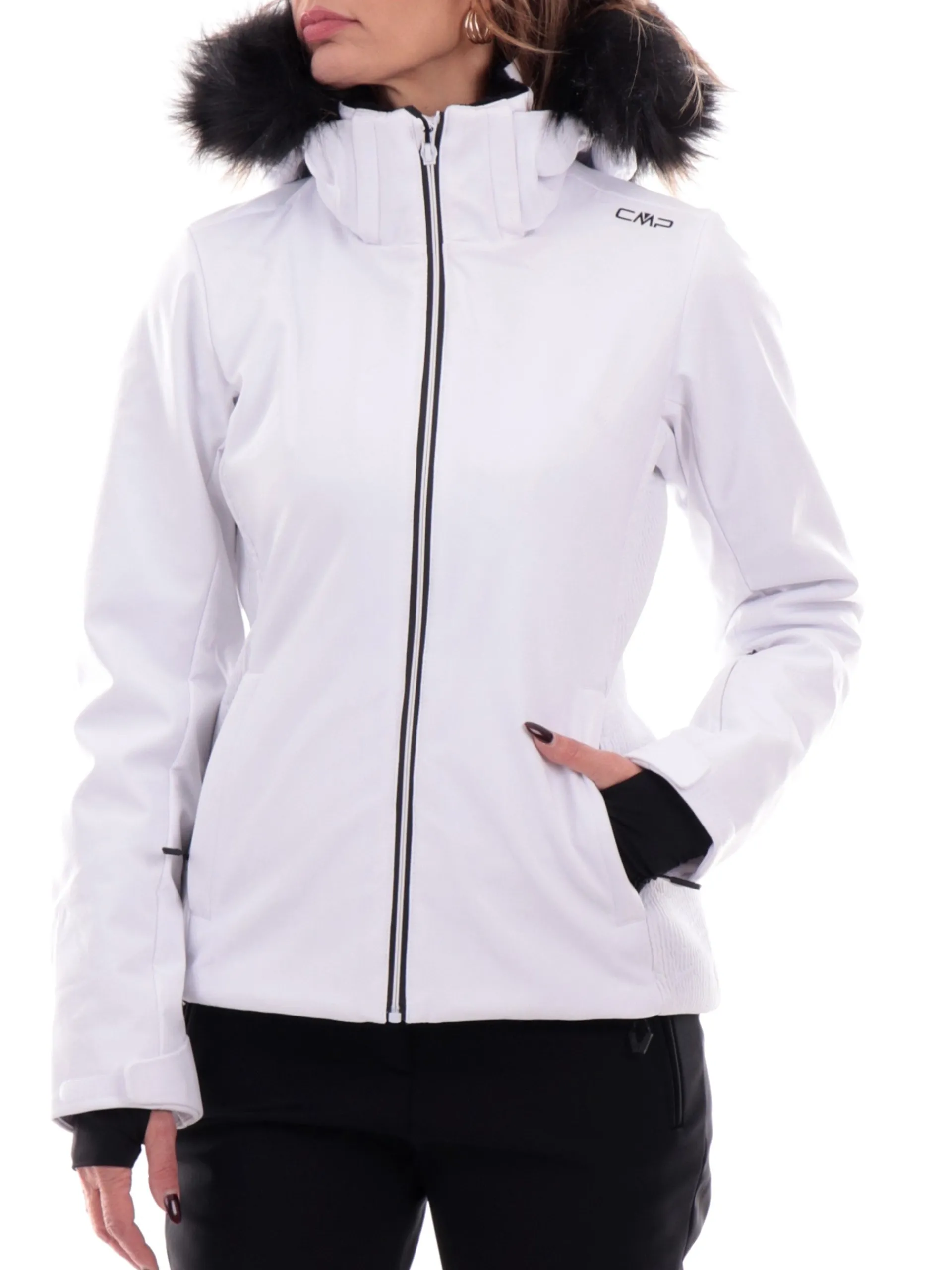 CMP Abbigliamento|Giubbini*Giacca Sci Bianca da donna con cappuccio removibile 34W4546F