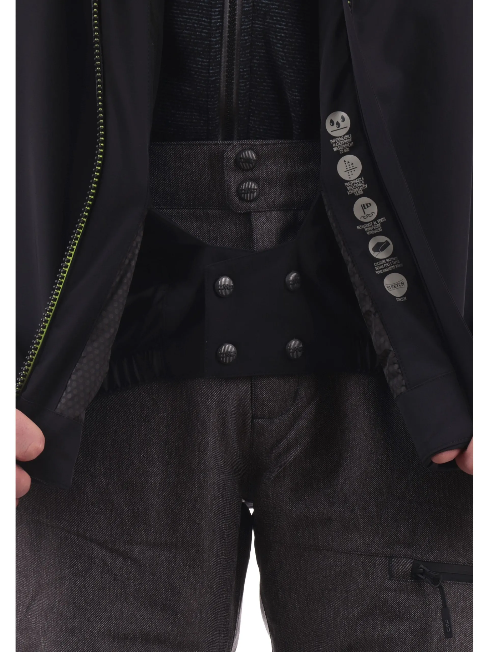CMP Abbigliamento|Giubbini*Giacca sci grigia e nera da uomo inserti verdi 34W4717
