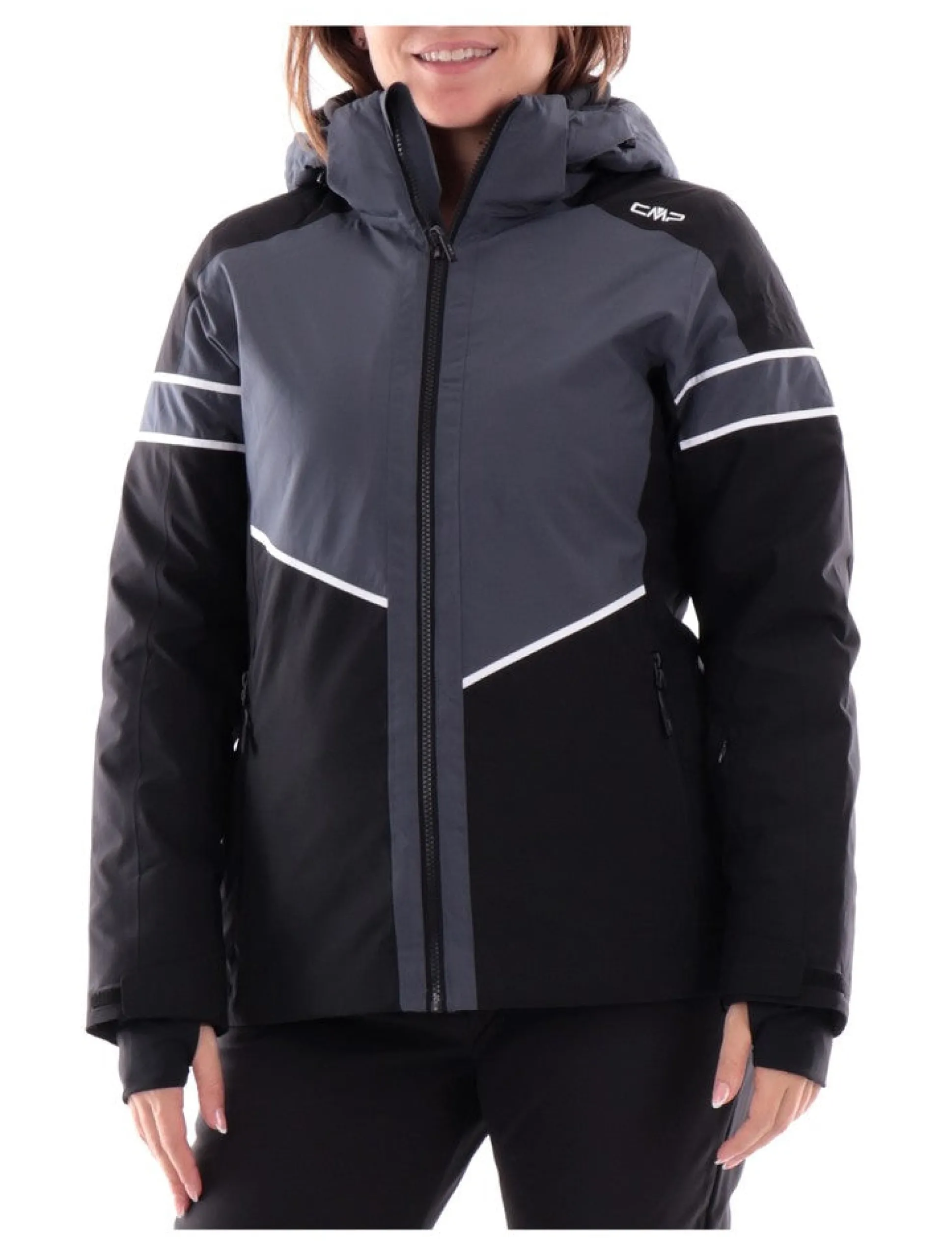 CMP Abbigliamento|Giubbini*Giacca sci grigia e nera da donna con pile interno 33W0726