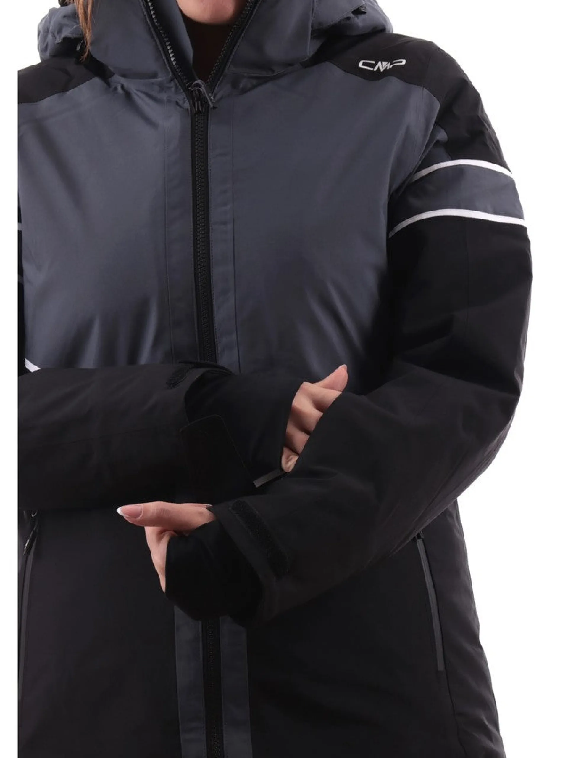 CMP Abbigliamento|Giubbini*Giacca sci grigia e nera da donna con pile interno 33W0726
