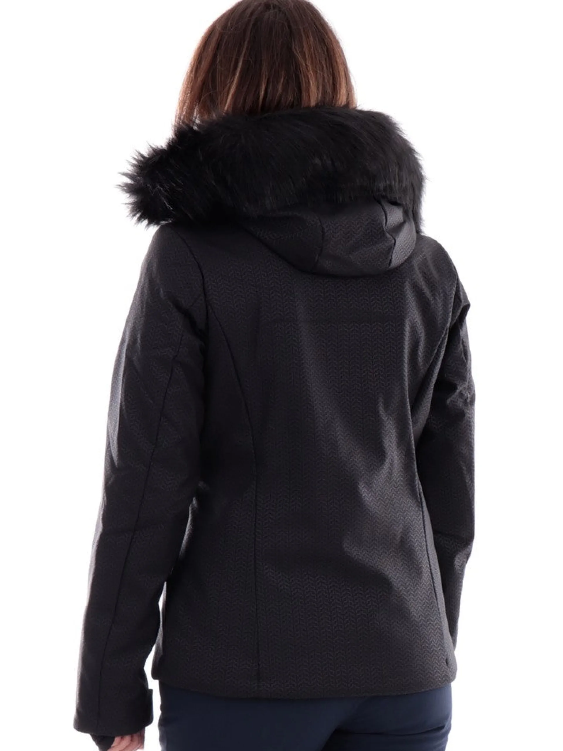CMP Abbigliamento|Giubbini*Giacca sci nera da donna con ecopelliccia 33W0646F