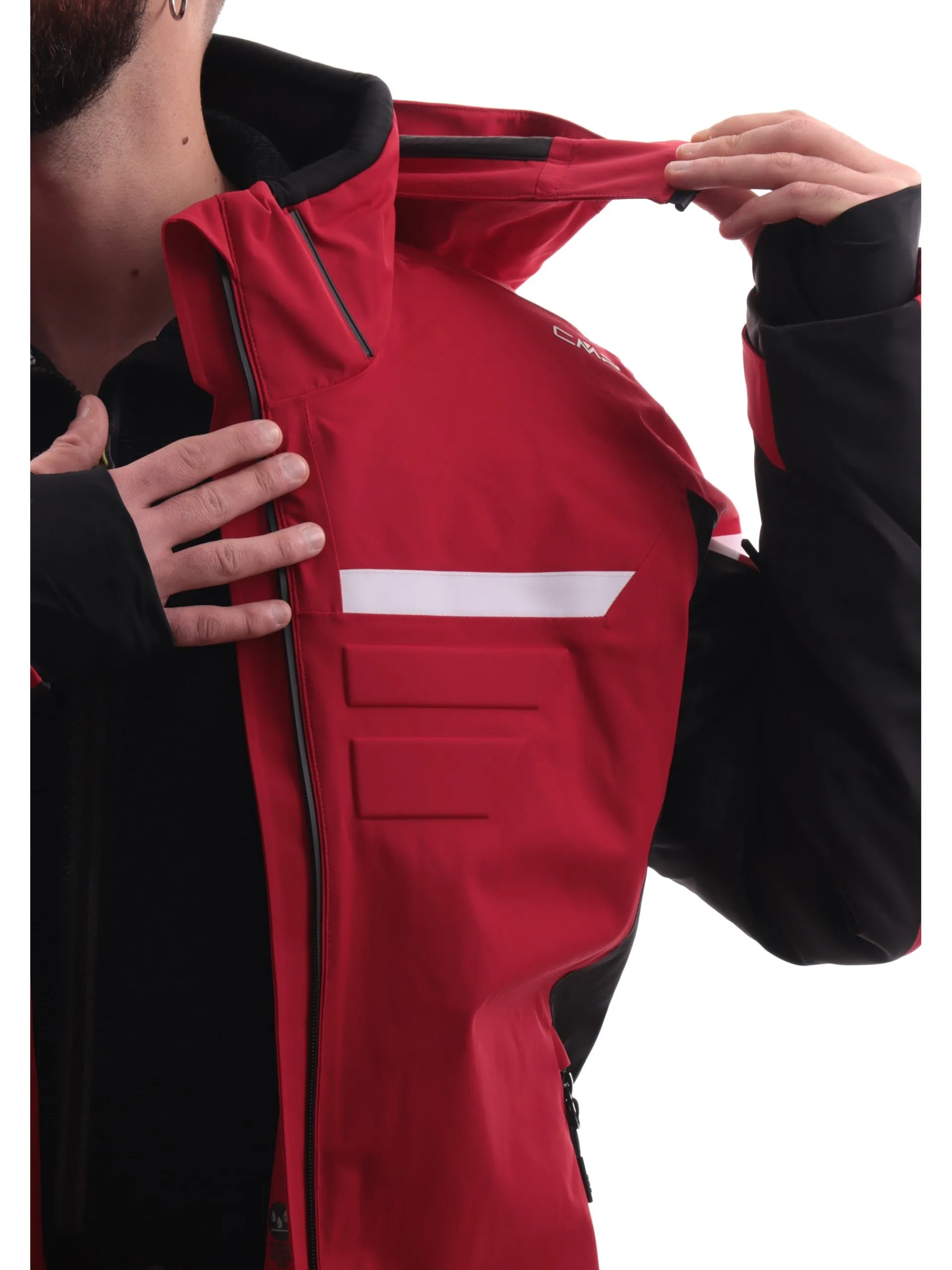 CMP Abbigliamento|Giubbini*Giacca sci rossa e nera da uomo inserti bianchi 34W4747