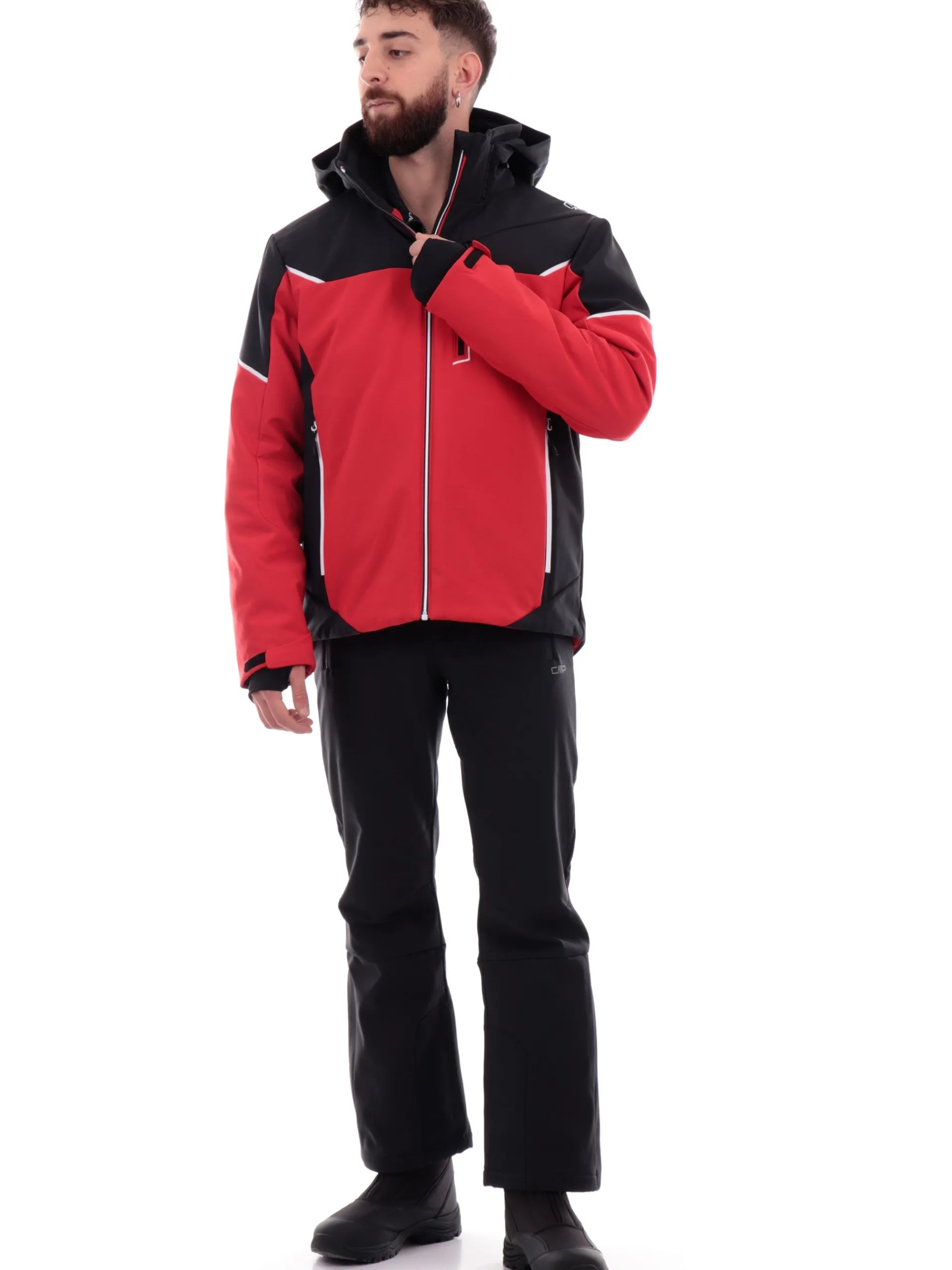 CMP Abbigliamento|Giubbini*Giacca sci rossa e nera da uomo termonastrata 33W0897