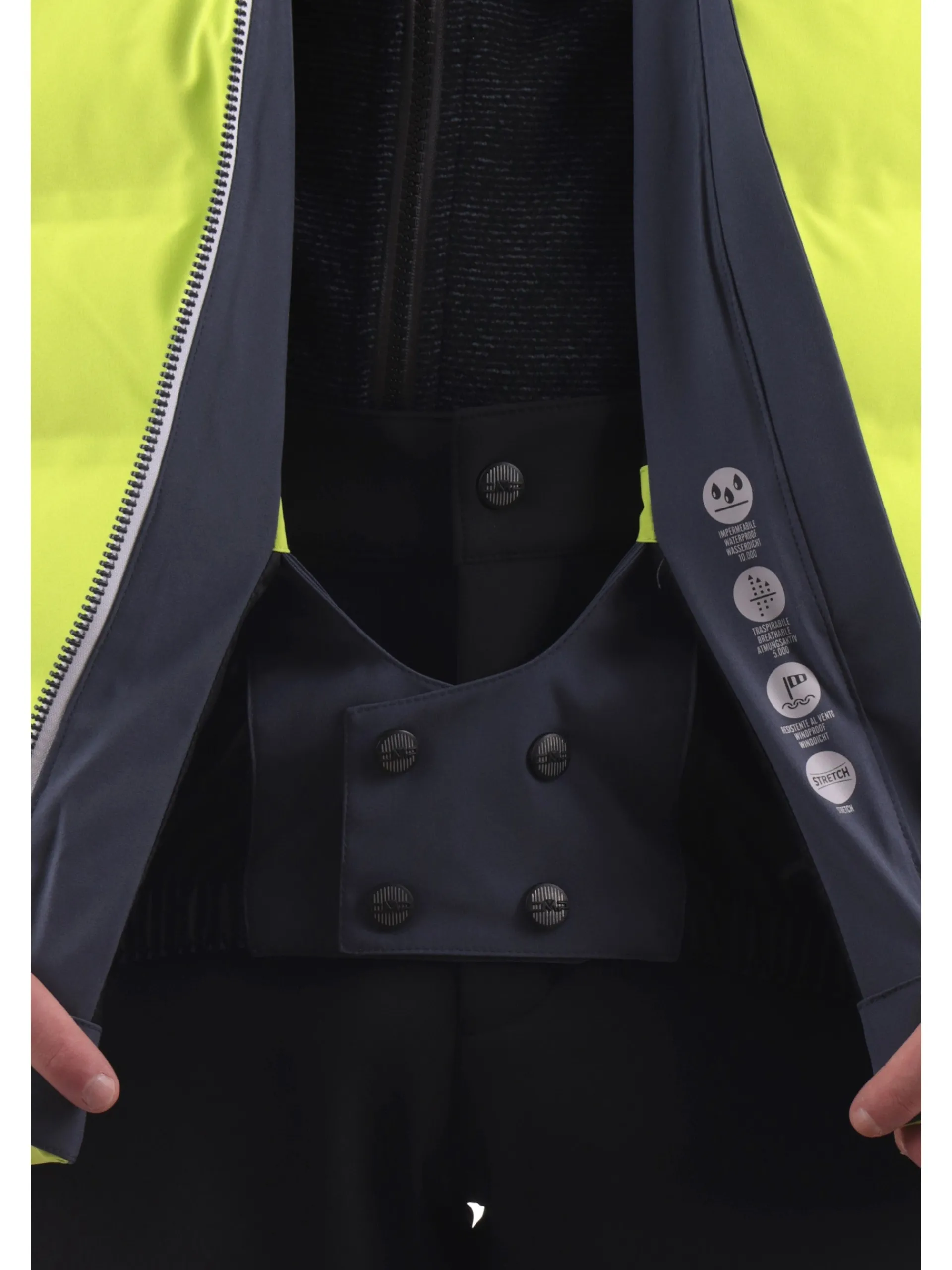 CMP Abbigliamento|Giubbini*Giacca sci verde, grigia e bianca da uomo cappuccio rimovibile 34W4697