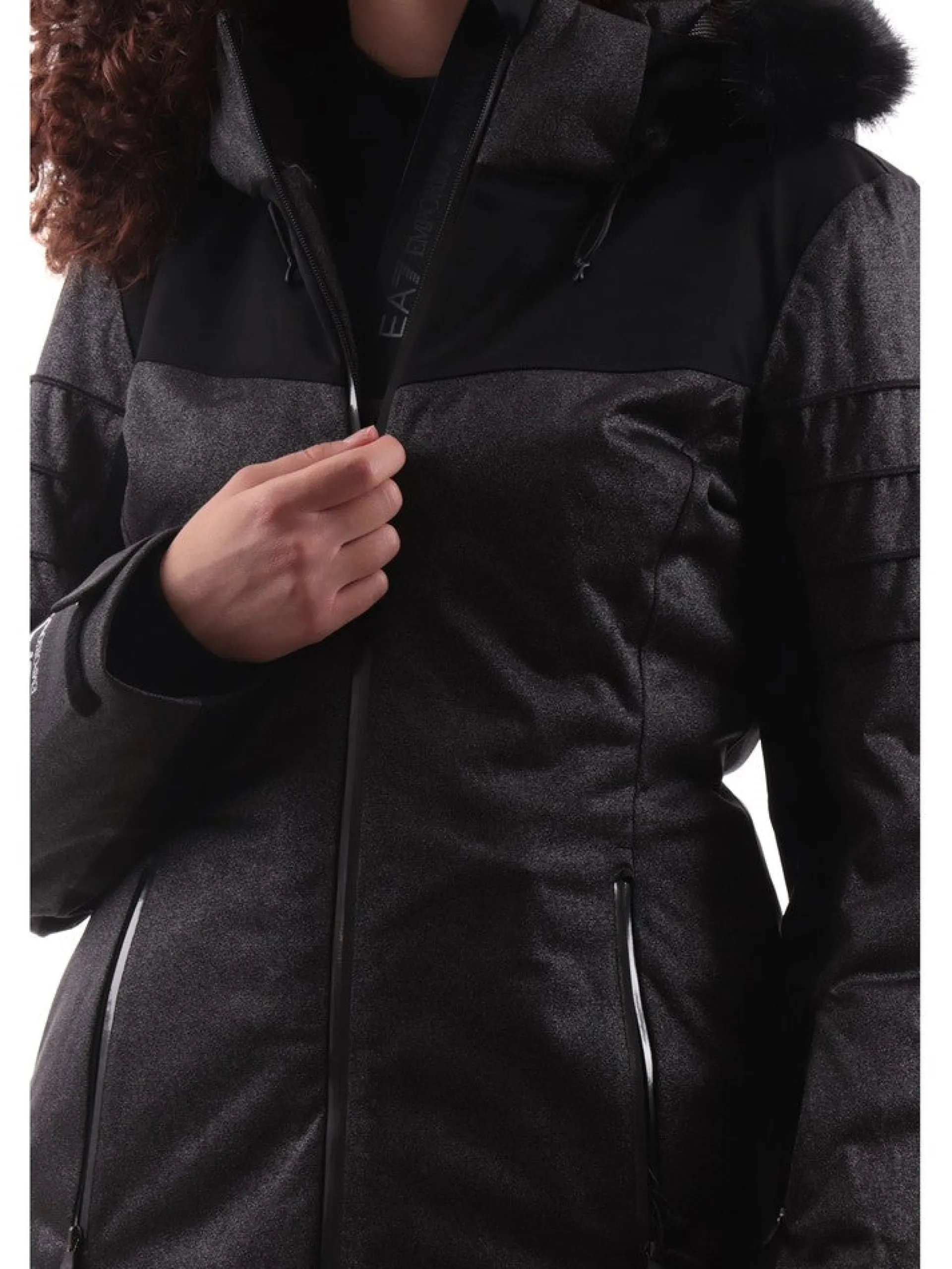 EMPORIO ARMANI 7 Abbigliamento|Giubbini*Giacca sci Emporio Armani EA7 nera e argento da donna 6RTG15TNDCZ