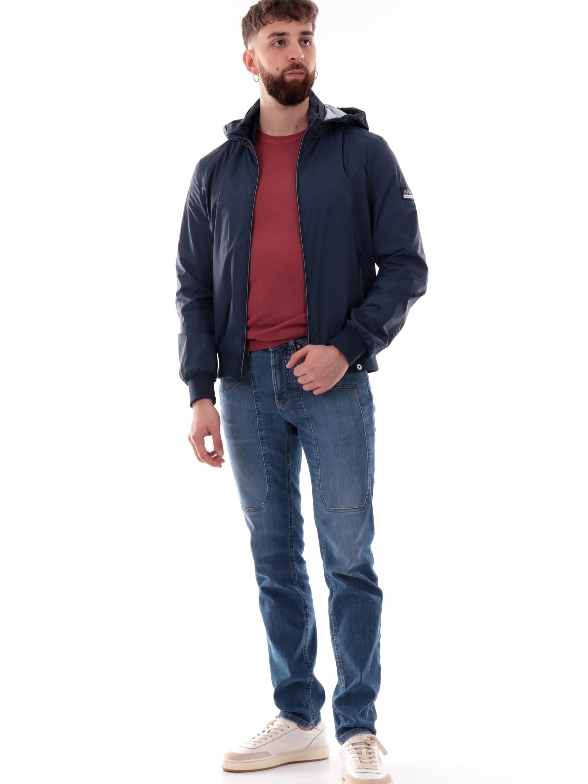 YES ZEE Giubbini*Giacca tecnica blu da uomo cappuccio estraibile J542QN00