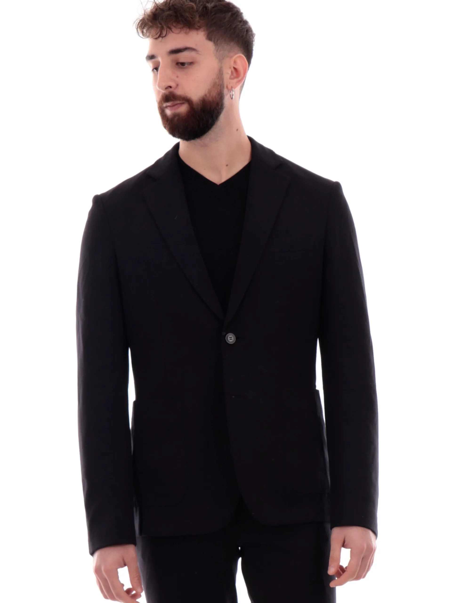 YES ZEE Giacche*Giacca uomo nera Elegante con rever G805D3000