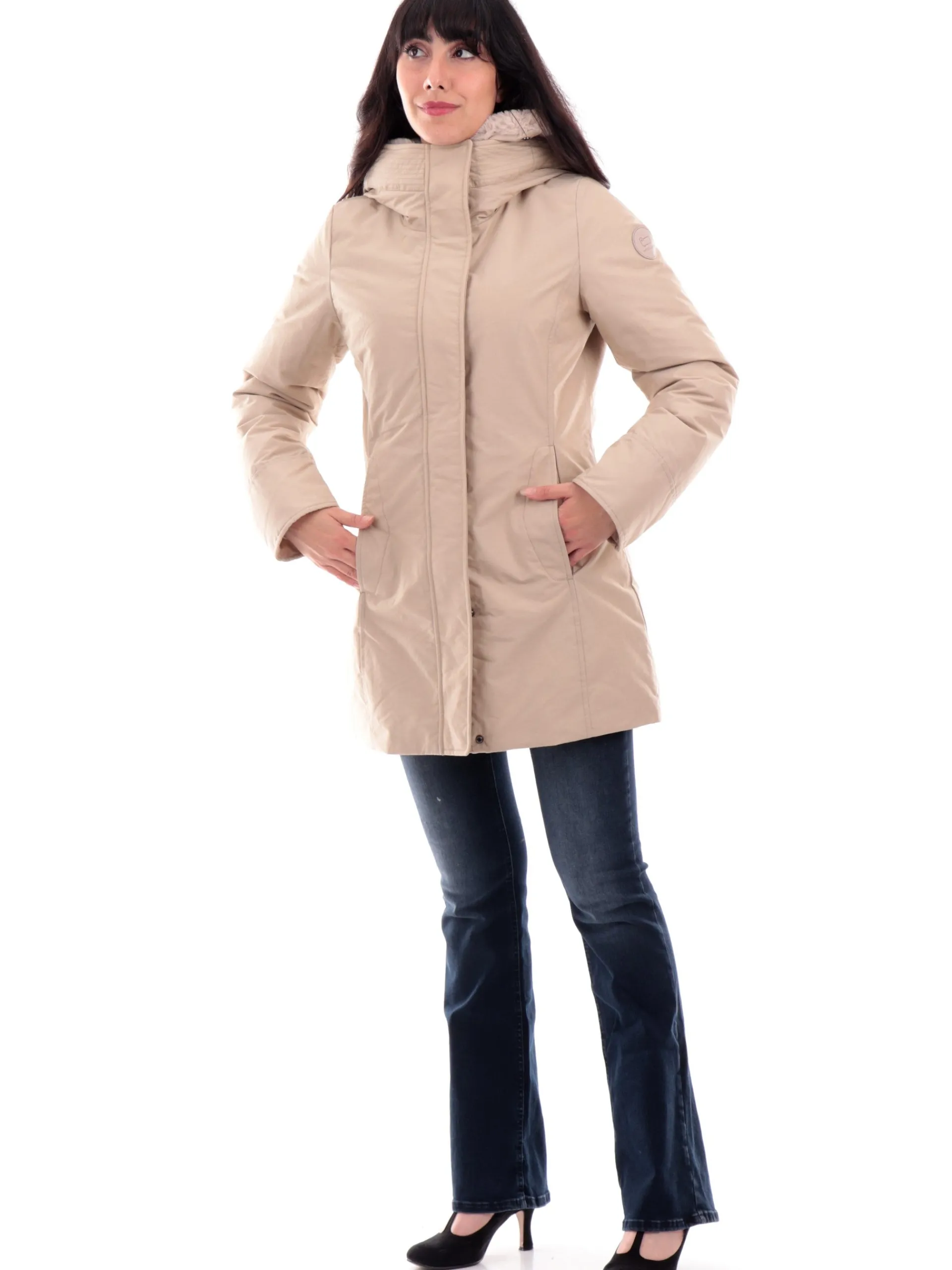 WOOLRICH Giubbotti*Giacca beige chiaro da donna Boulder Faux Fur Parka 0724FRUT0001