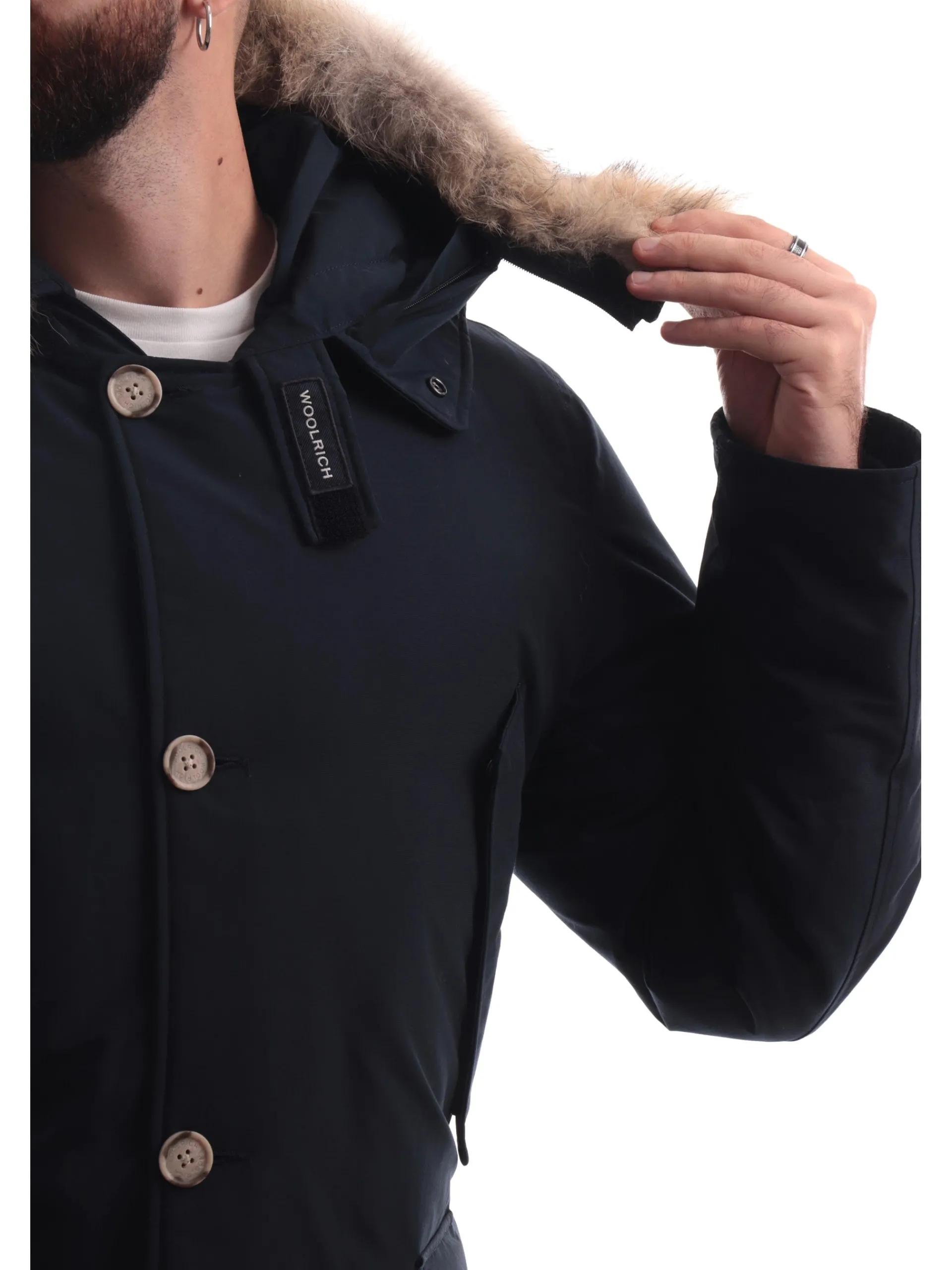 WOOLRICH Giubbotti*Giacca blu da Uomo Arctic Parka con Cappuccio pelliccia 0482MRUT0001