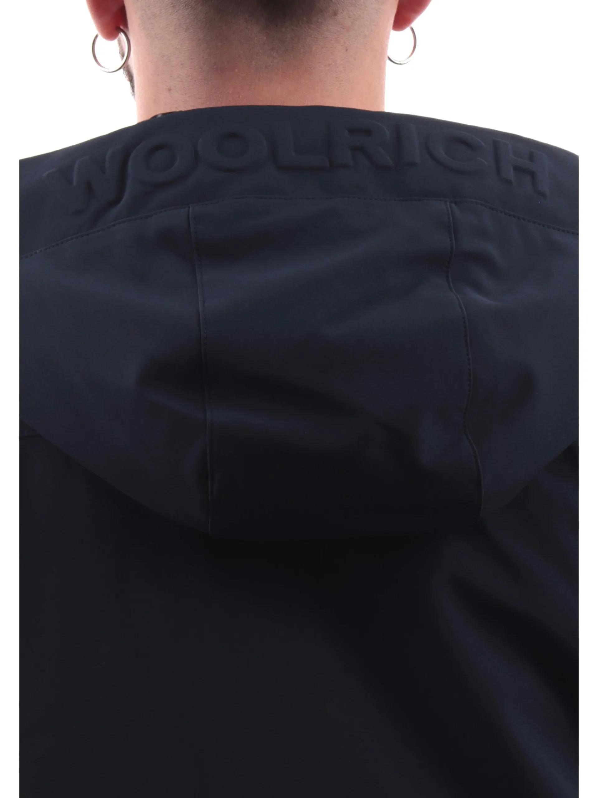 WOOLRICH Giubbini*Giacca blu Pacific Softshell da uomo con cappuccio logato 1047MRUT3496