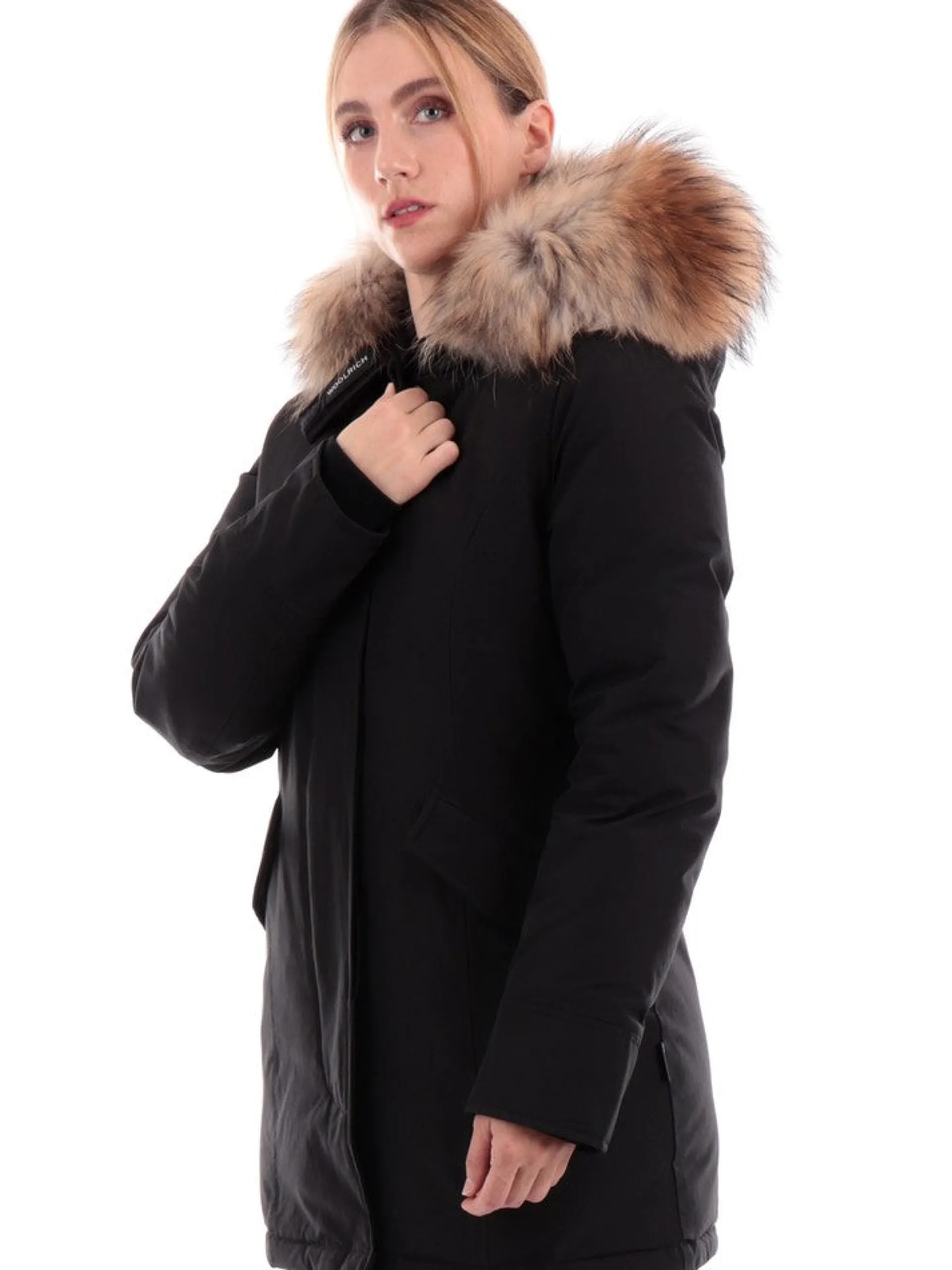 WOOLRICH Giubbotti*Giacca nera da donna Arctic Raccoon Parka 0538FRUT0001