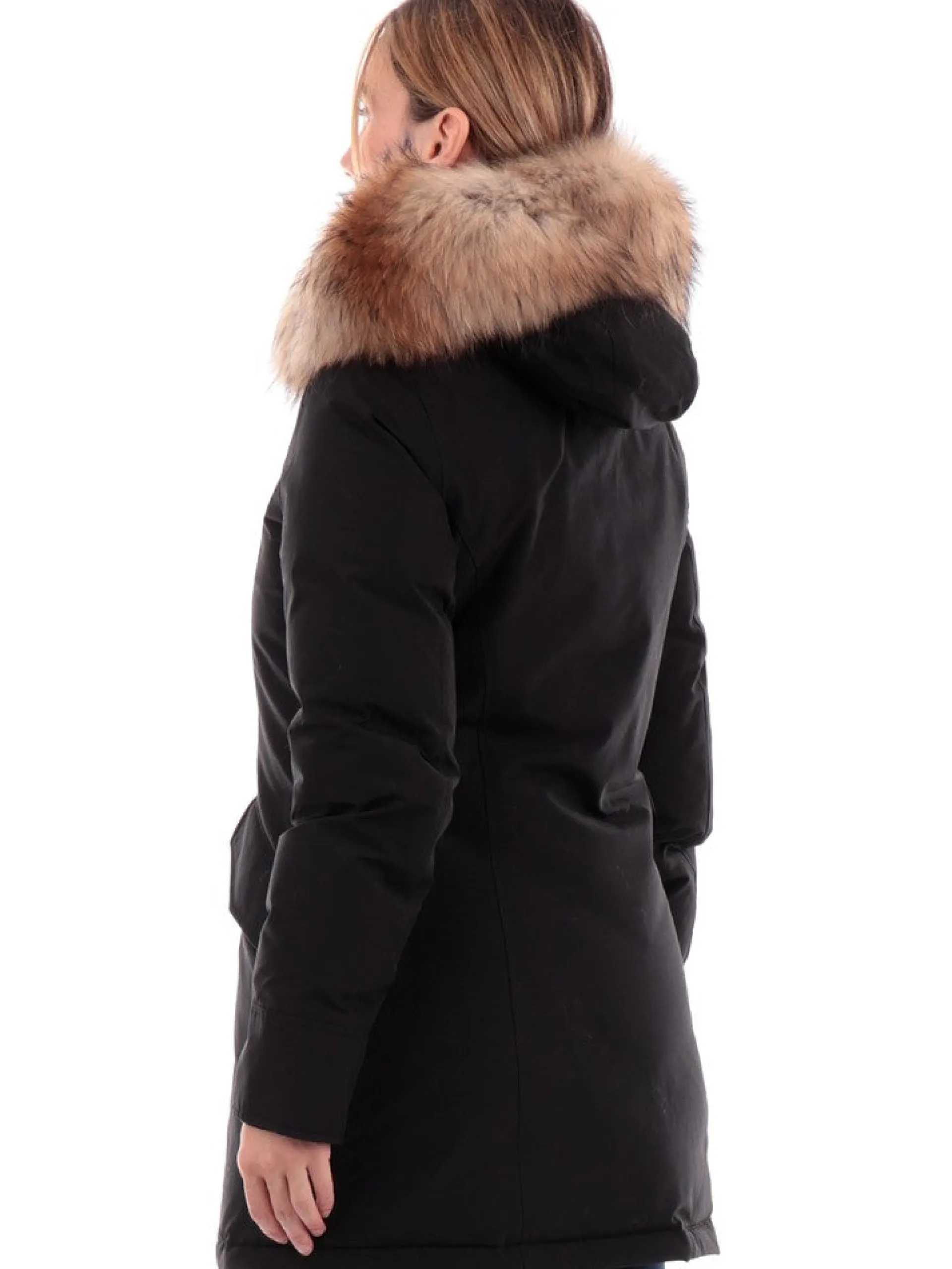 WOOLRICH Giubbotti*Giacca nera da donna Arctic Raccoon Parka 0538FRUT0001