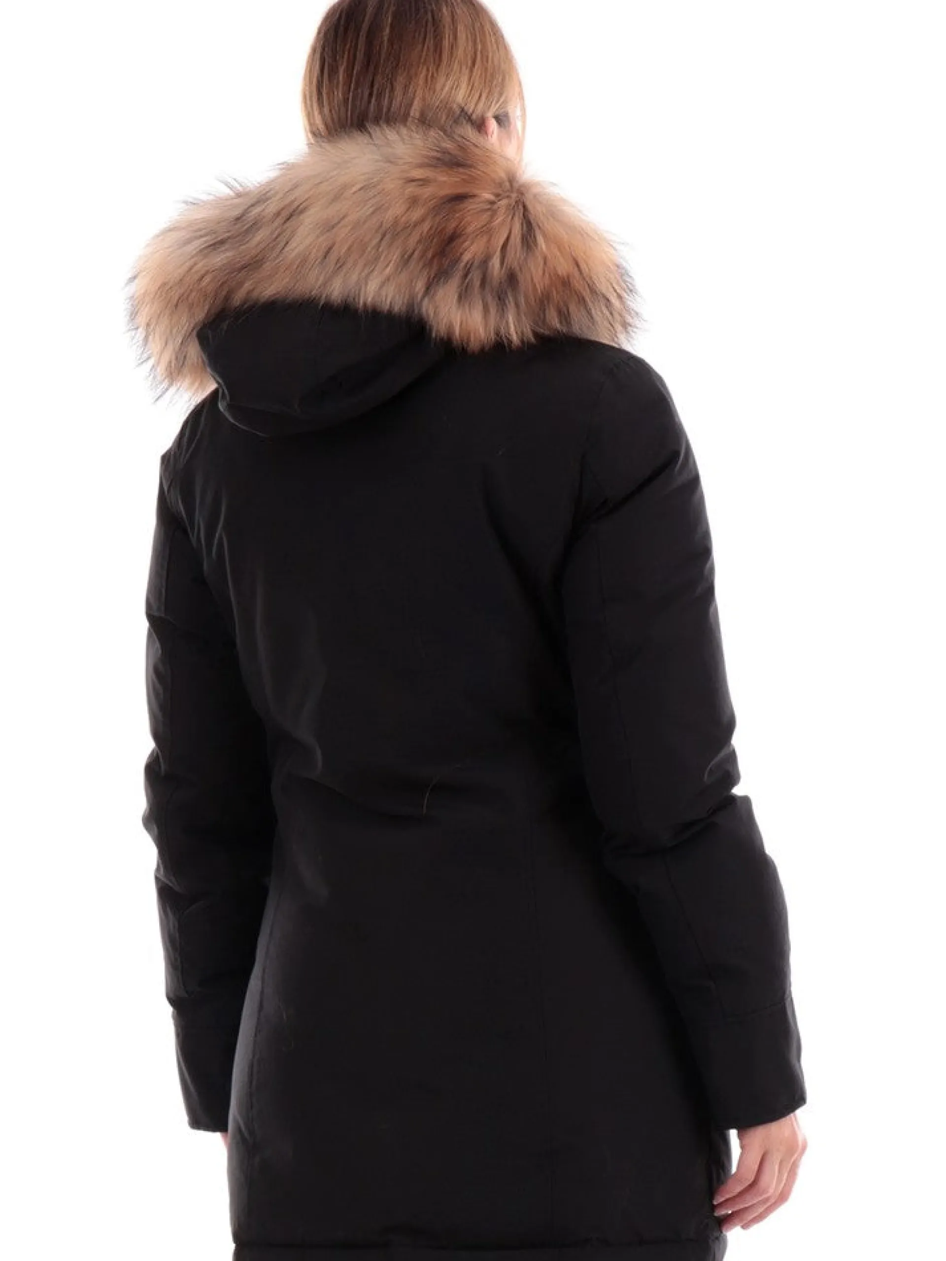 WOOLRICH Giubbotti*Giacca nera da donna Arctic Raccoon Parka 0538FRUT0001