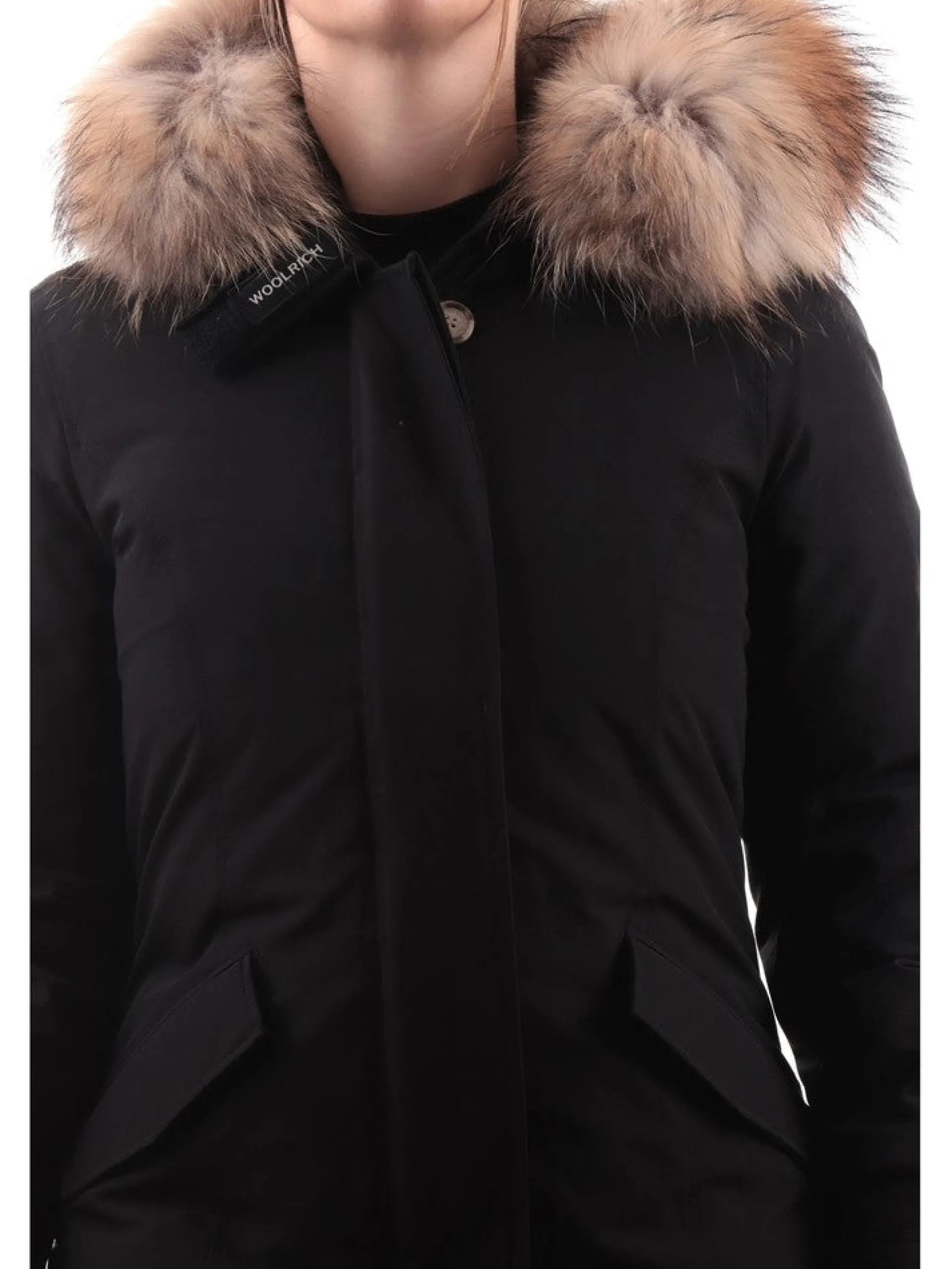 WOOLRICH Giubbotti*Giacca nera da donna Arctic Raccoon Parka 0538FRUT0001