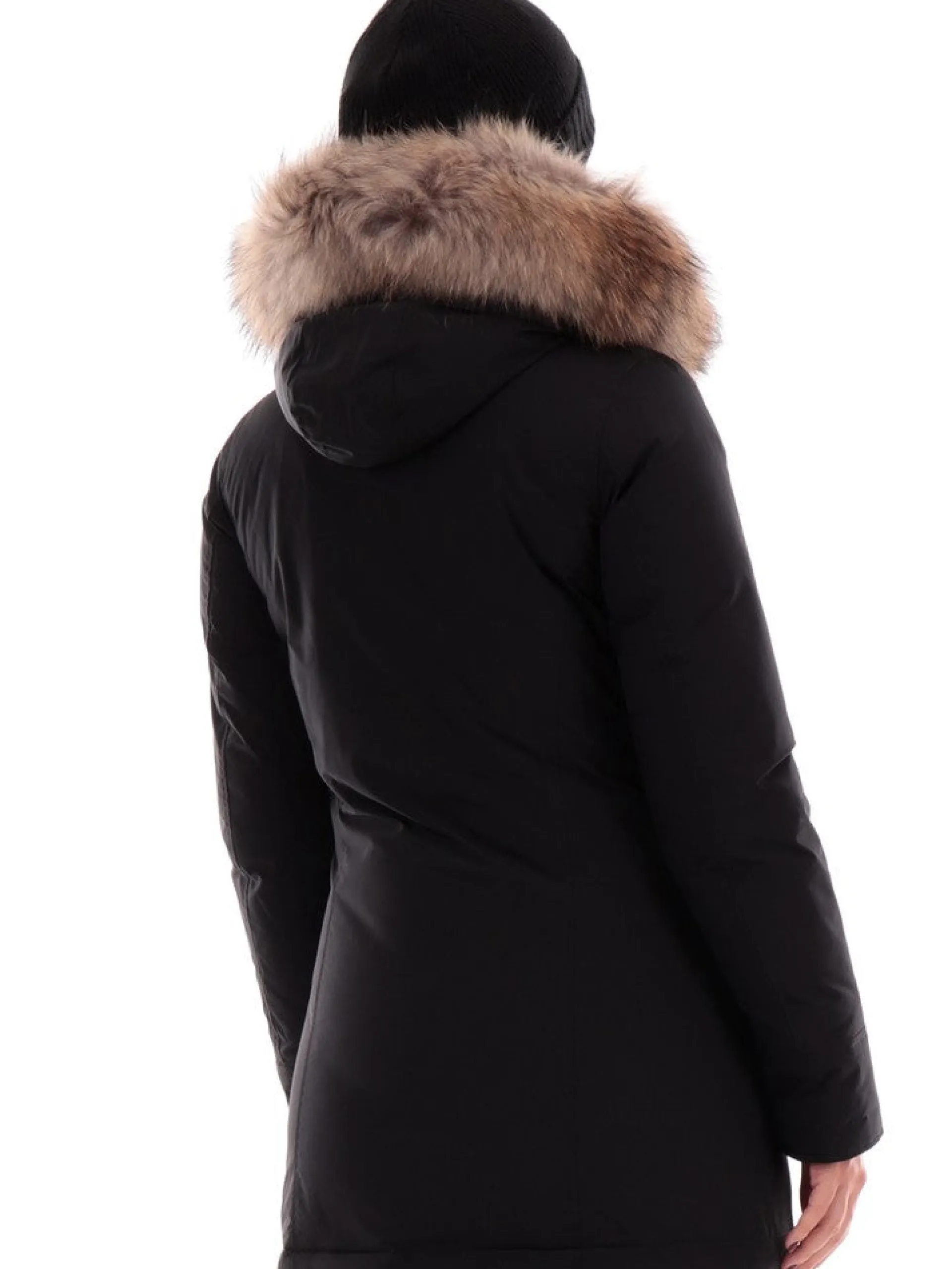 WOOLRICH Giubbotti*Giacca nera da donna Lux Arctic Raccoon Parka 0652FRUT3128