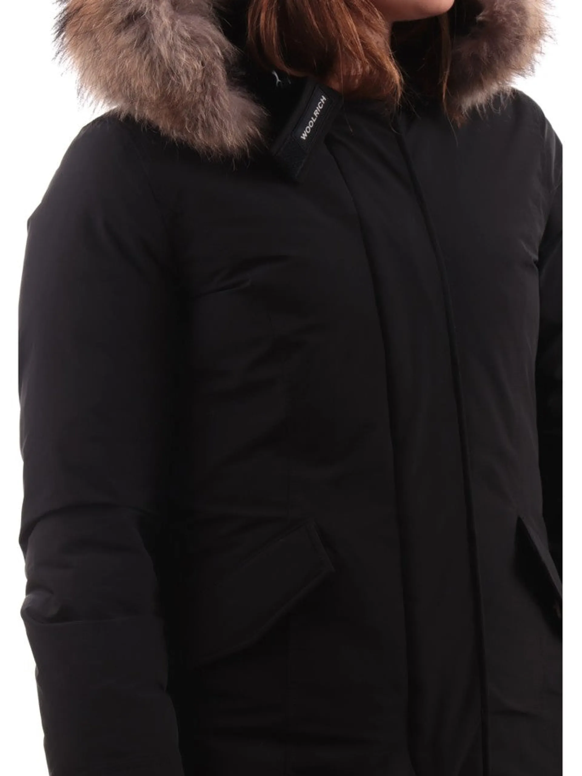 WOOLRICH Giubbotti*Giacca nera da donna Lux Arctic Raccoon Parka 0652FRUT3128