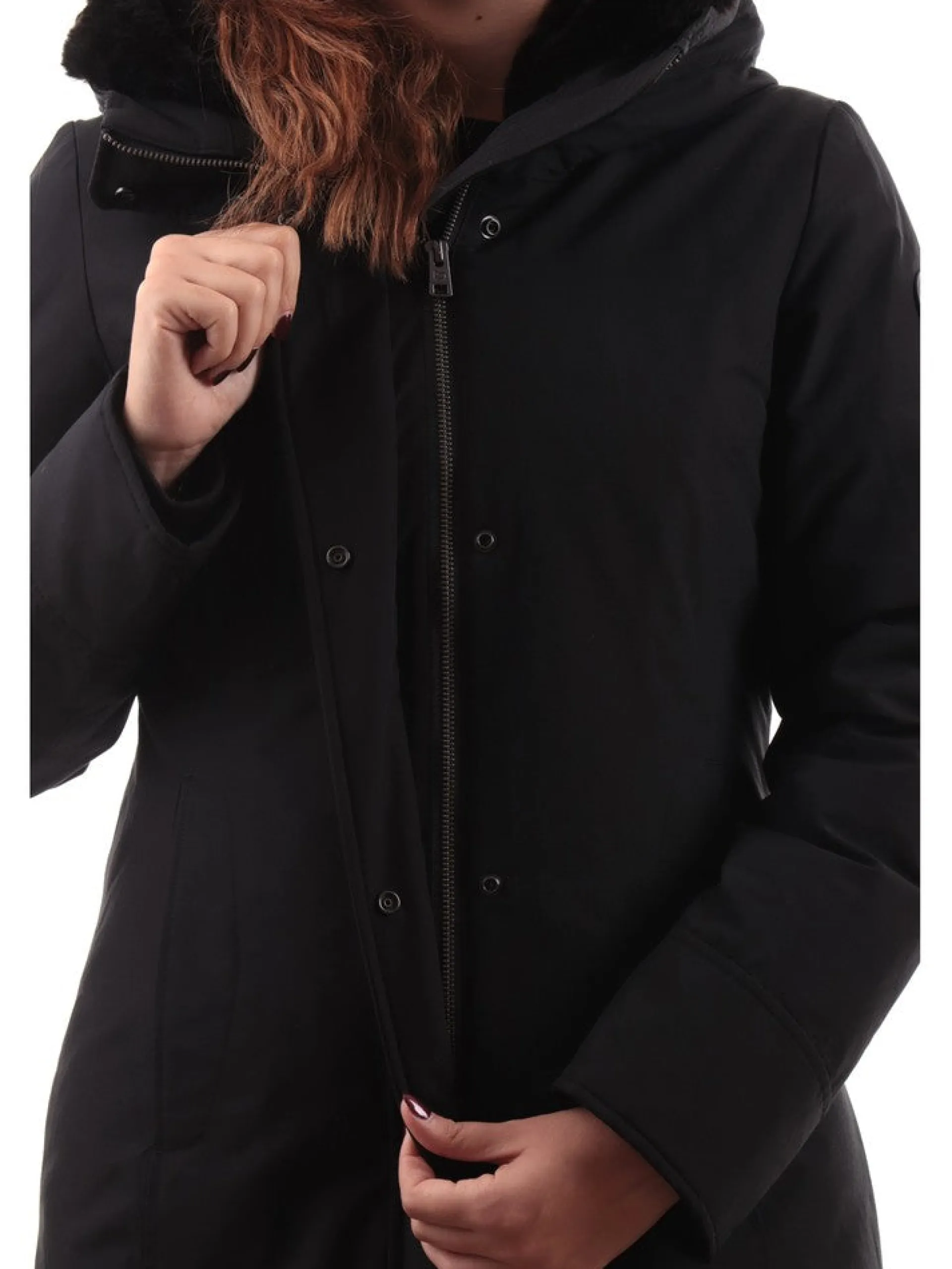 WOOLRICH Giubbotti*Giacca nera da donna Boulder Faux Fur Parka 0724FRUT0001