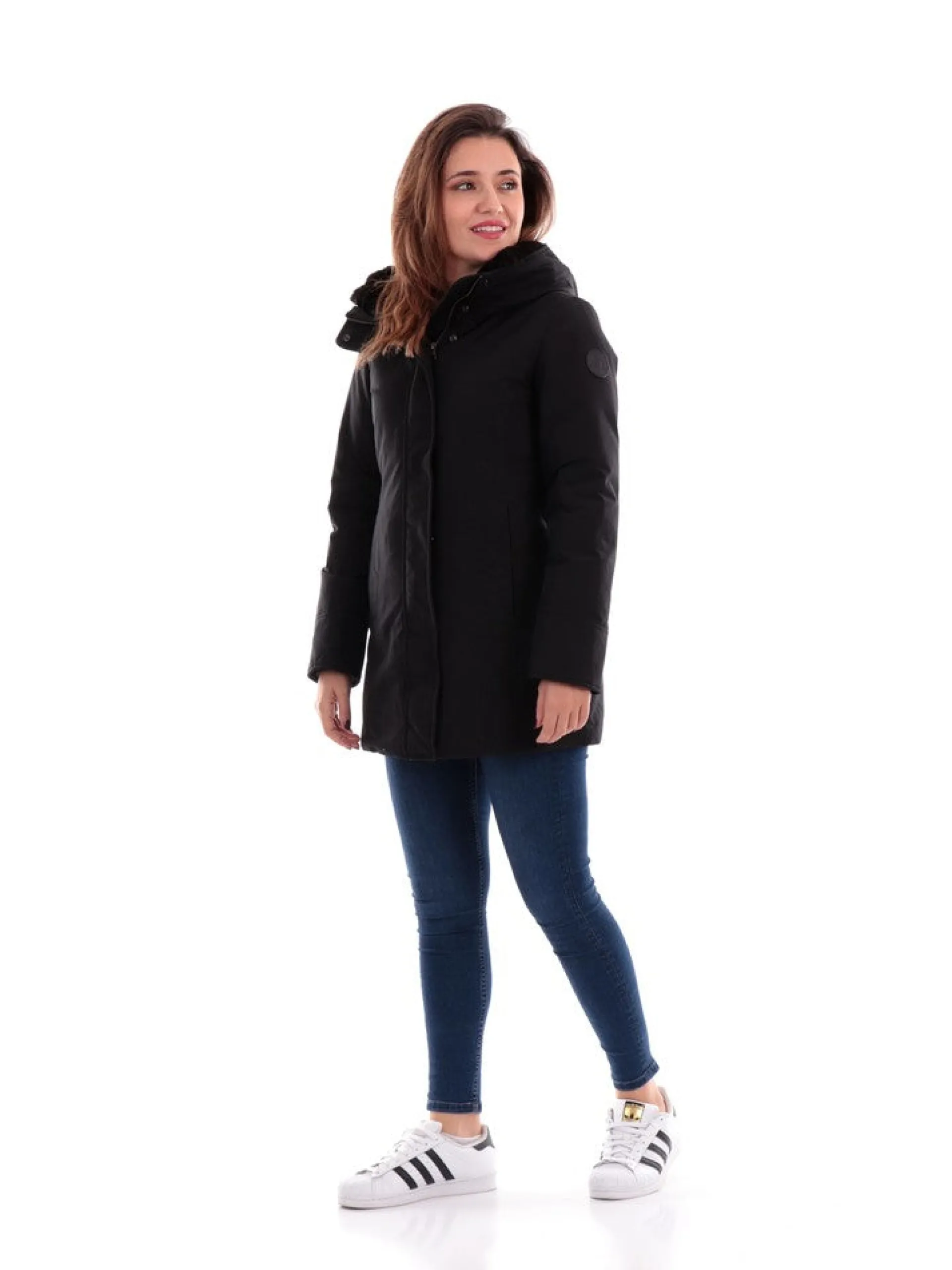 WOOLRICH Giubbotti*Giacca nera da donna Boulder Faux Fur Parka 0724FRUT0001