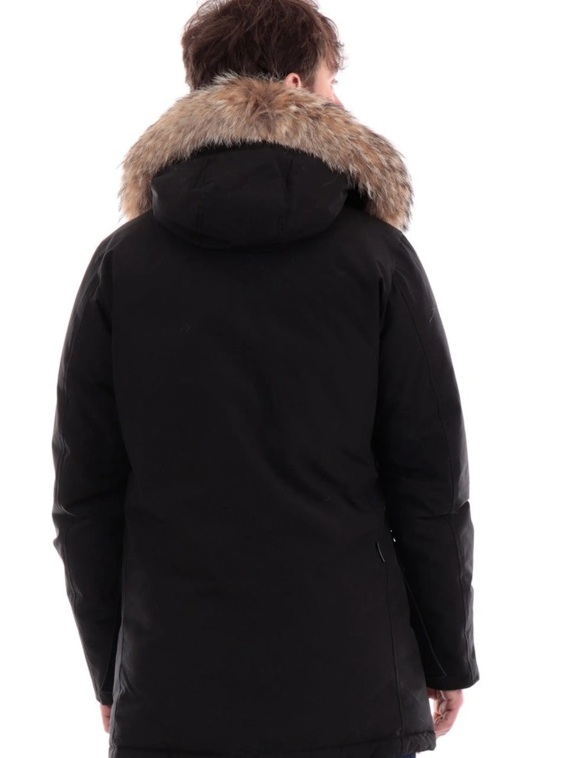 WOOLRICH Giubbotti*Giacca nera da Uomo Arctic Parka con Cappuccio pelliccia 0482MRUT0001