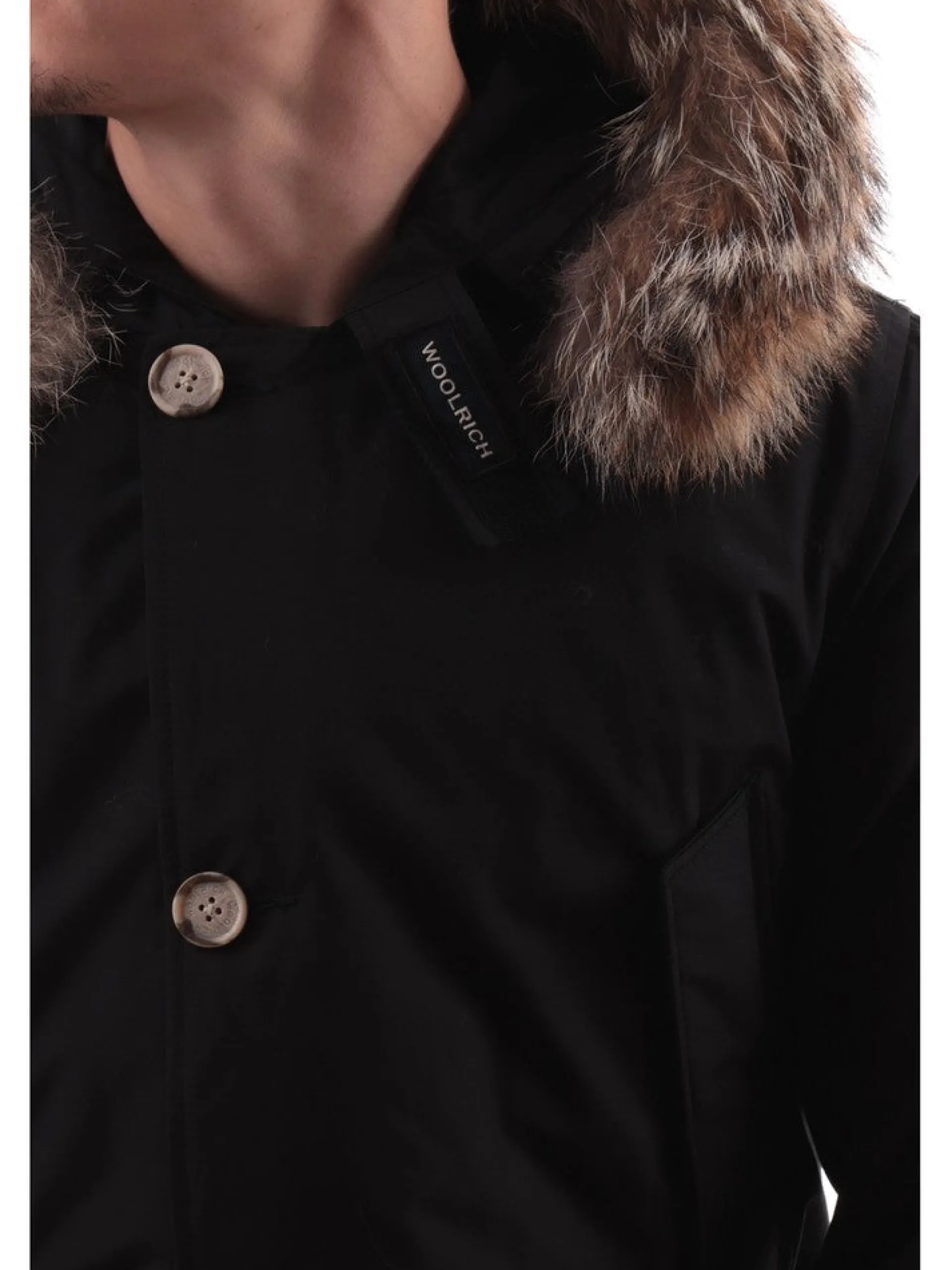 WOOLRICH Giubbotti*Giacca nera da Uomo Arctic Parka con Cappuccio pelliccia 0482MRUT0001