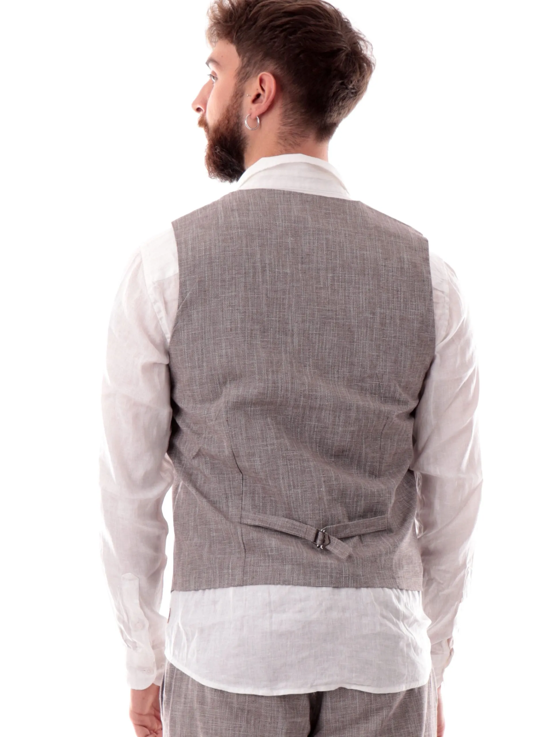 YES ZEE Gilet*Gilet cerimonia rigato da uomo misto lino G703PW00