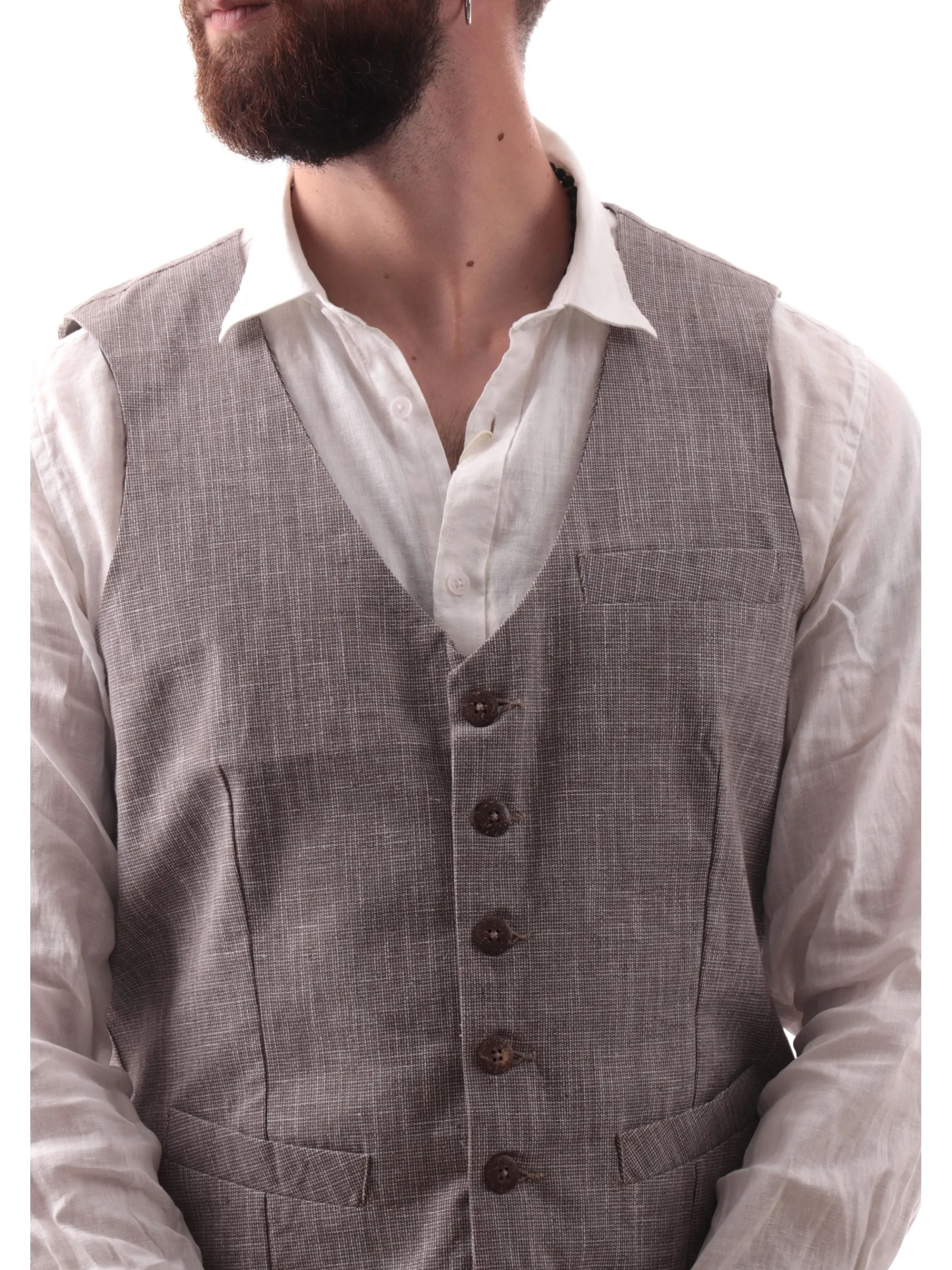 YES ZEE Gilet*Gilet cerimonia rigato da uomo misto lino G703PW00