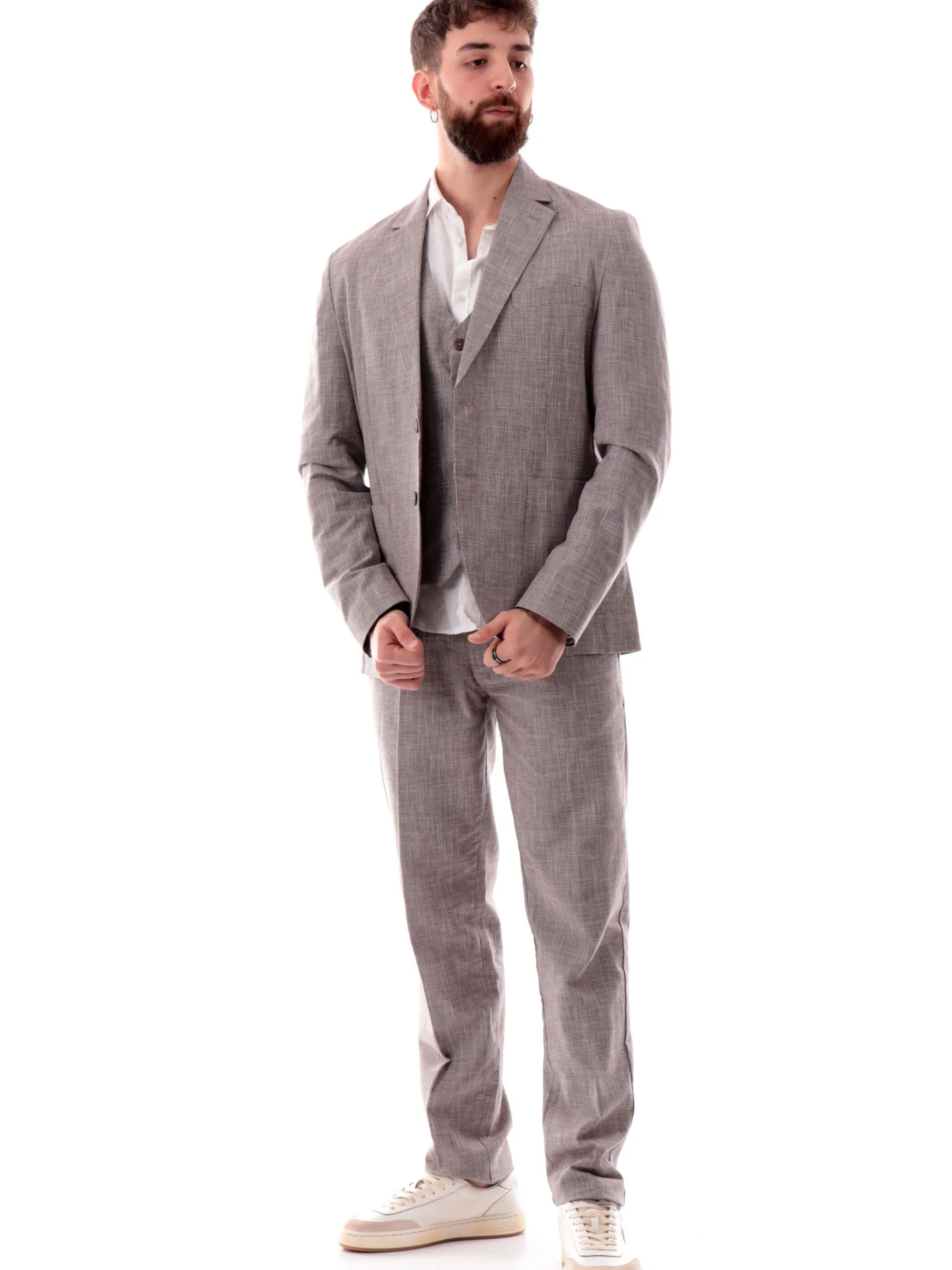 YES ZEE Gilet*Gilet cerimonia rigato da uomo misto lino G703PW00