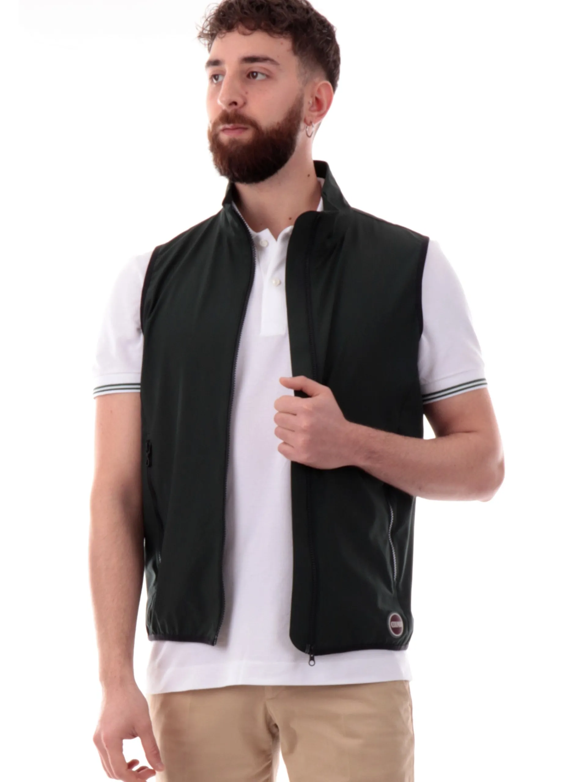 COLMAR Gilet*Gilet verde da uomo tessuto tecnico 1809R6WV