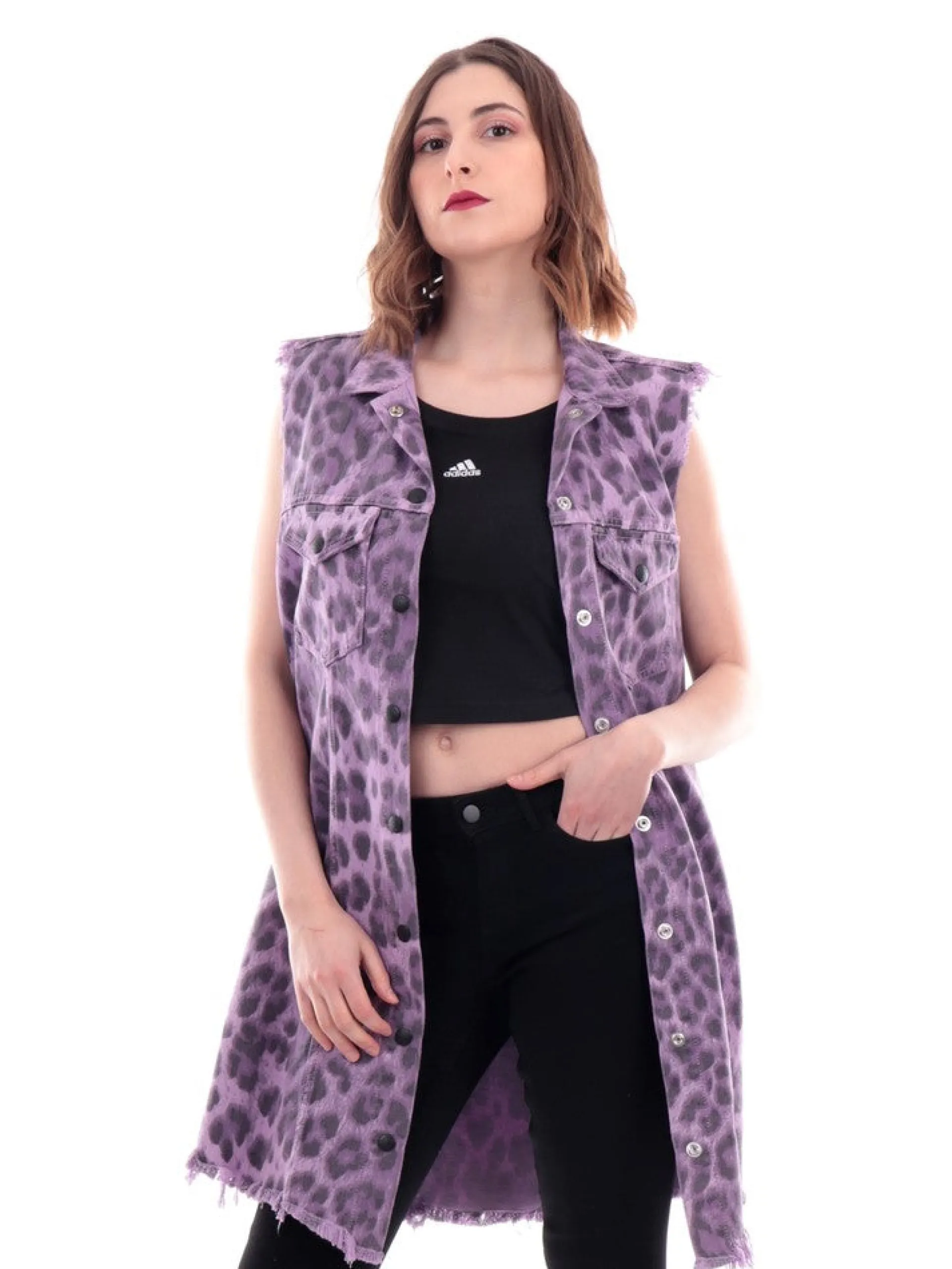 GAELLE Vestiti*Gilet Lilla da Donna leopardato GBD11824DA