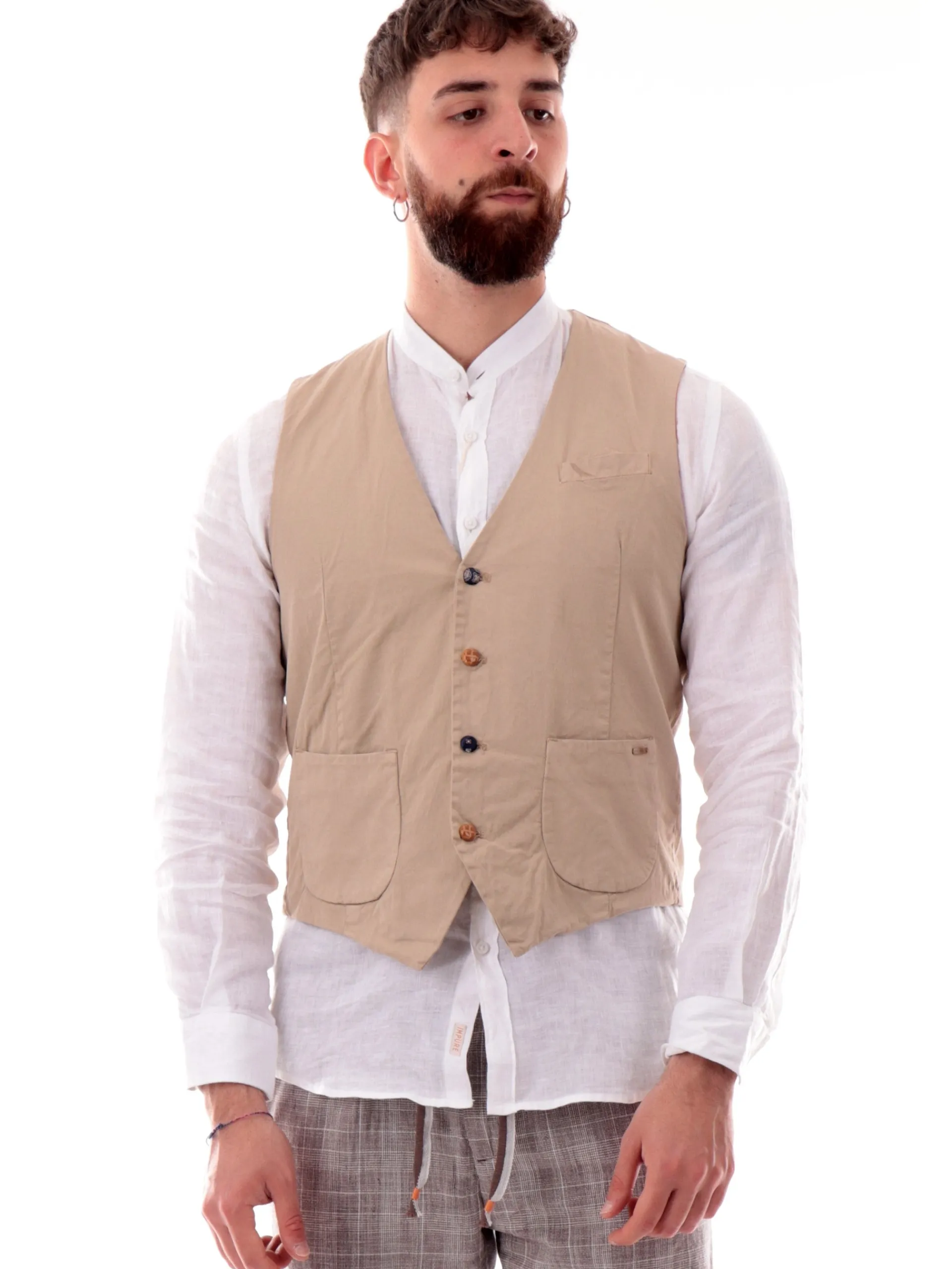 GIANNI LUPO Gilet*Gilet Beige da uomo elegante con bottoni GL9710S25