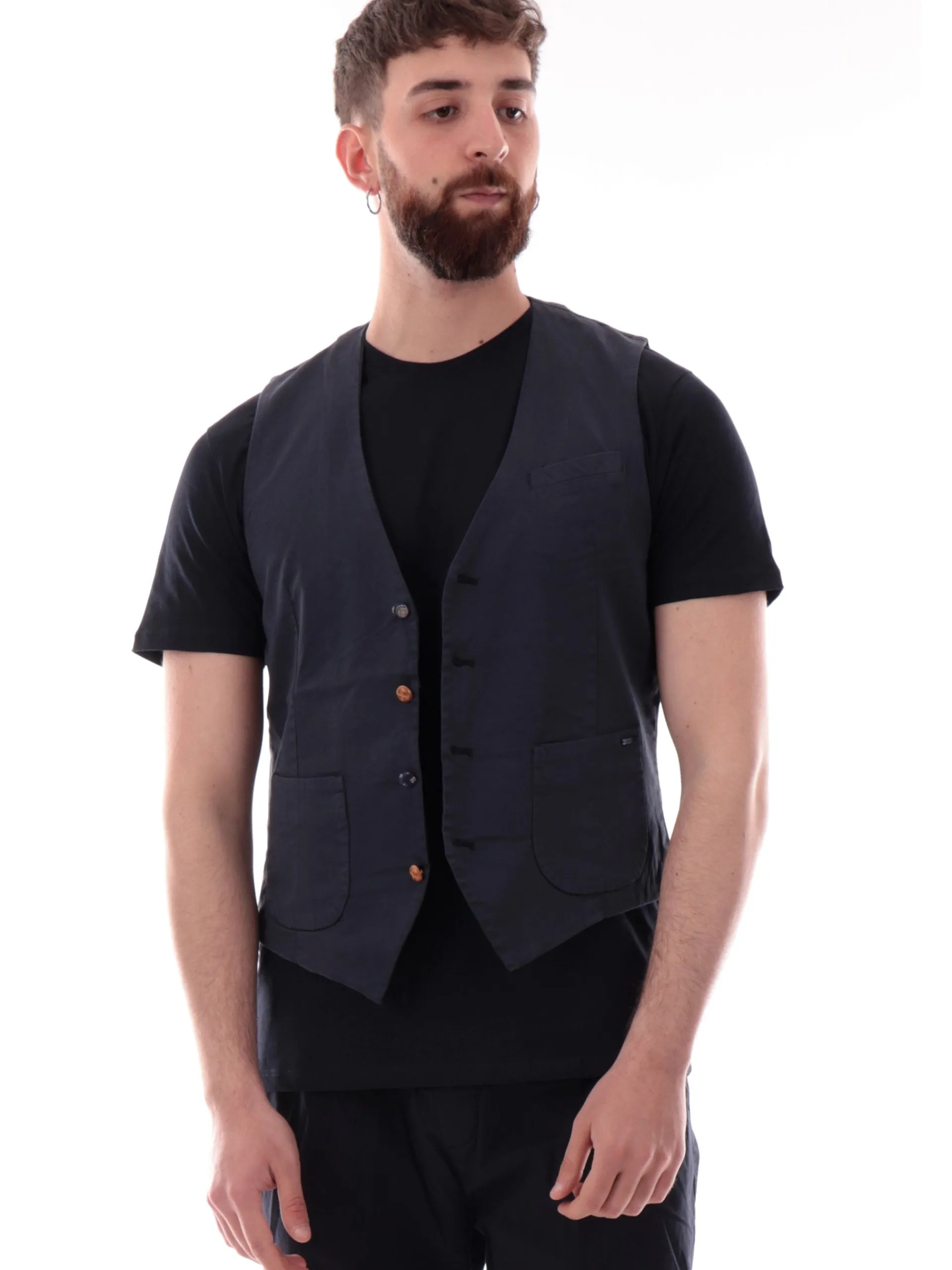 GIANNI LUPO Gilet*Gilet blu da uomo elegante con bottoni GL9710S25