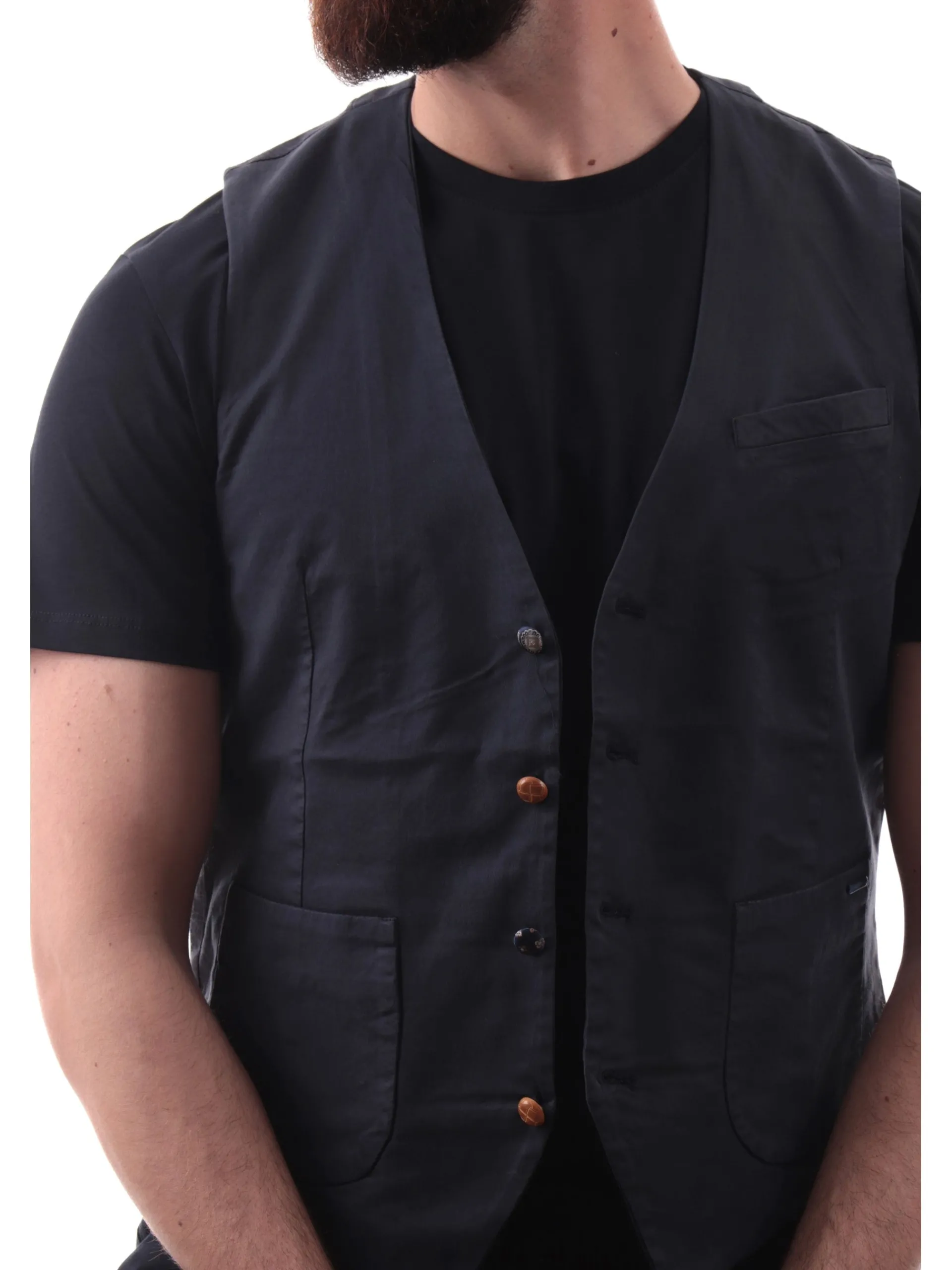 GIANNI LUPO Gilet*Gilet blu da uomo elegante con bottoni GL9710S25