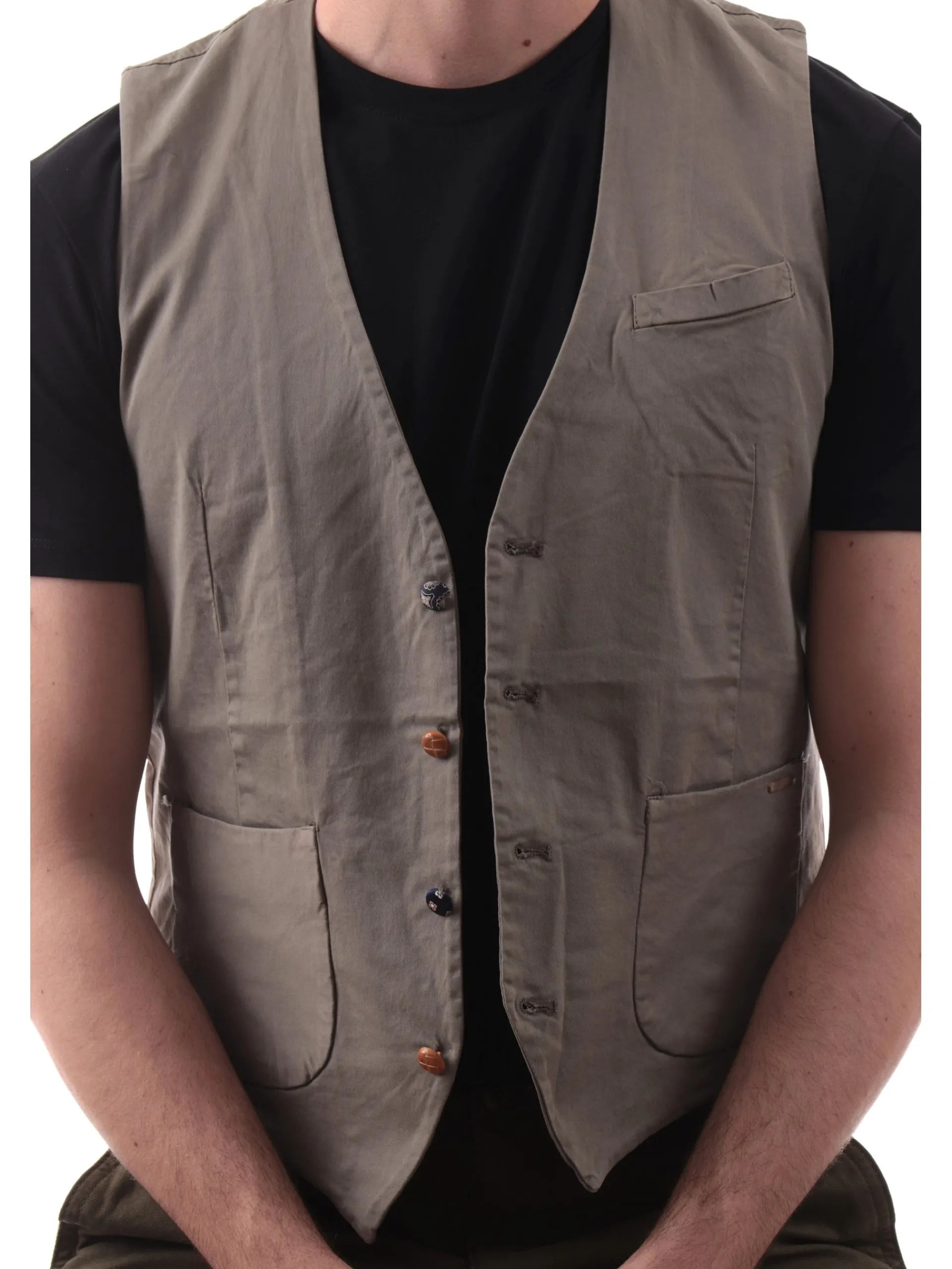 GIANNI LUPO Gilet*Gilet verde da uomo elegante con bottoni GL9710S25