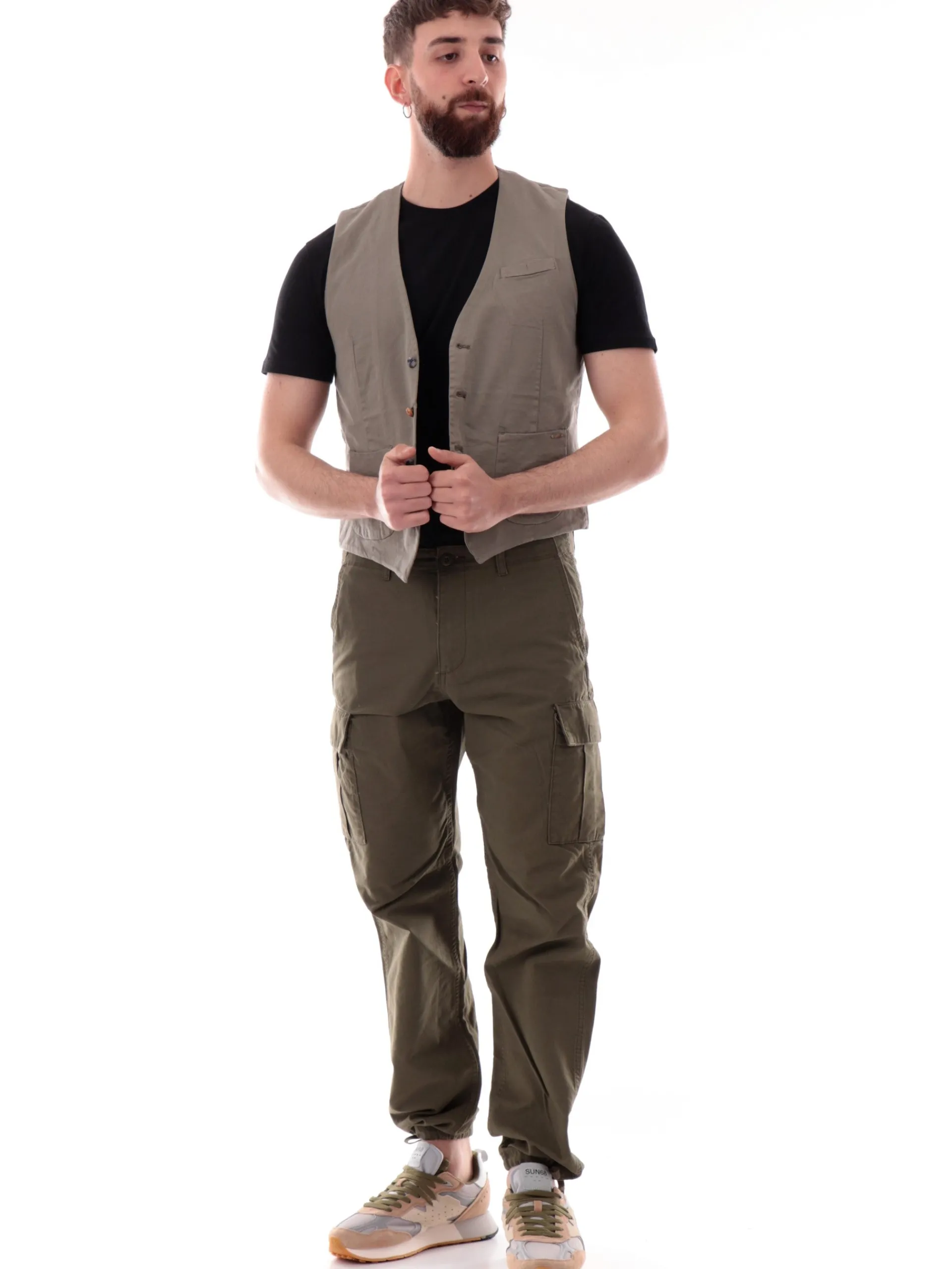 GIANNI LUPO Gilet*Gilet verde da uomo elegante con bottoni GL9710S25