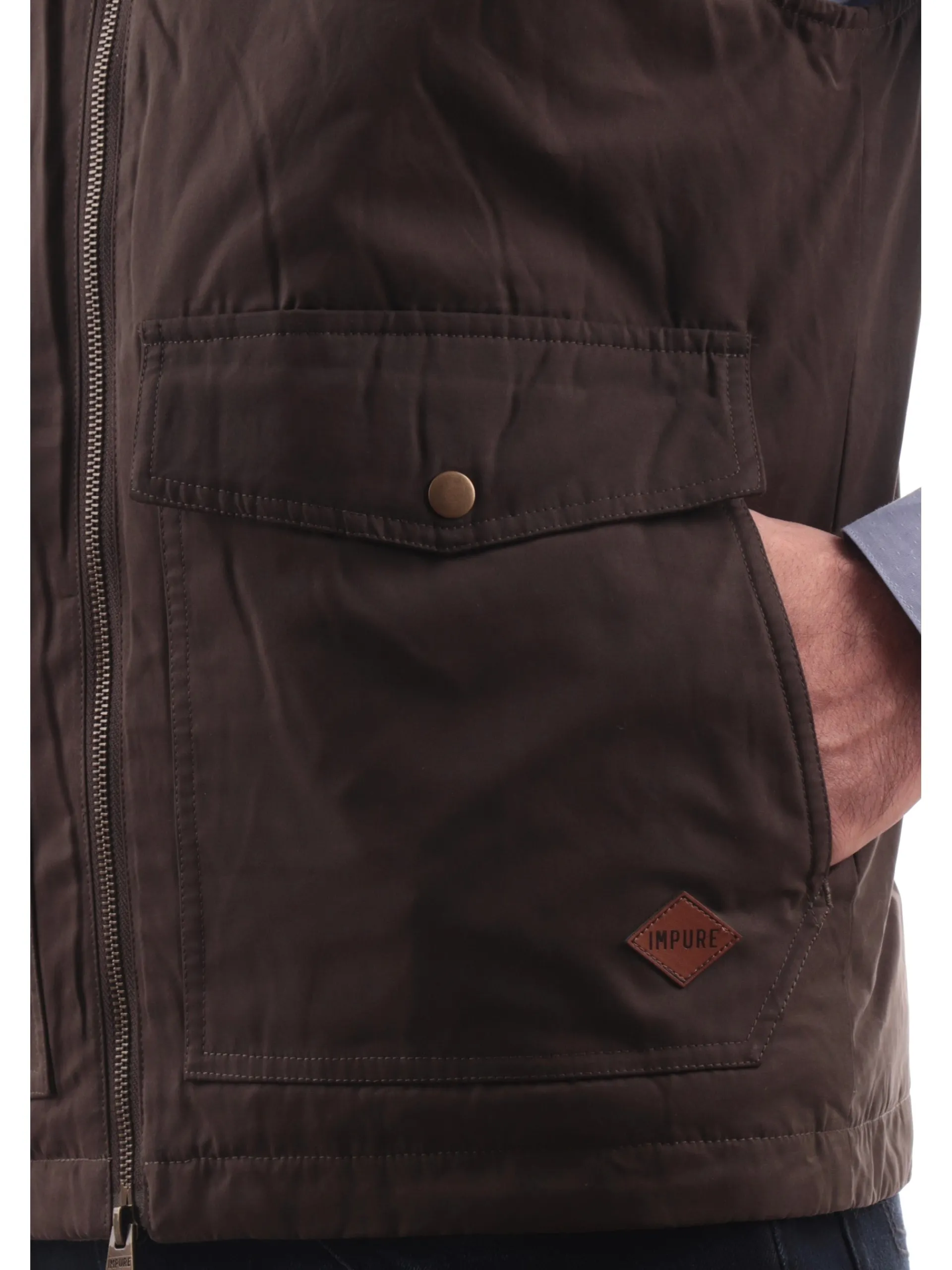 IMPURE Gilet*Gilet verde da uomo tasconi con patta WALKER