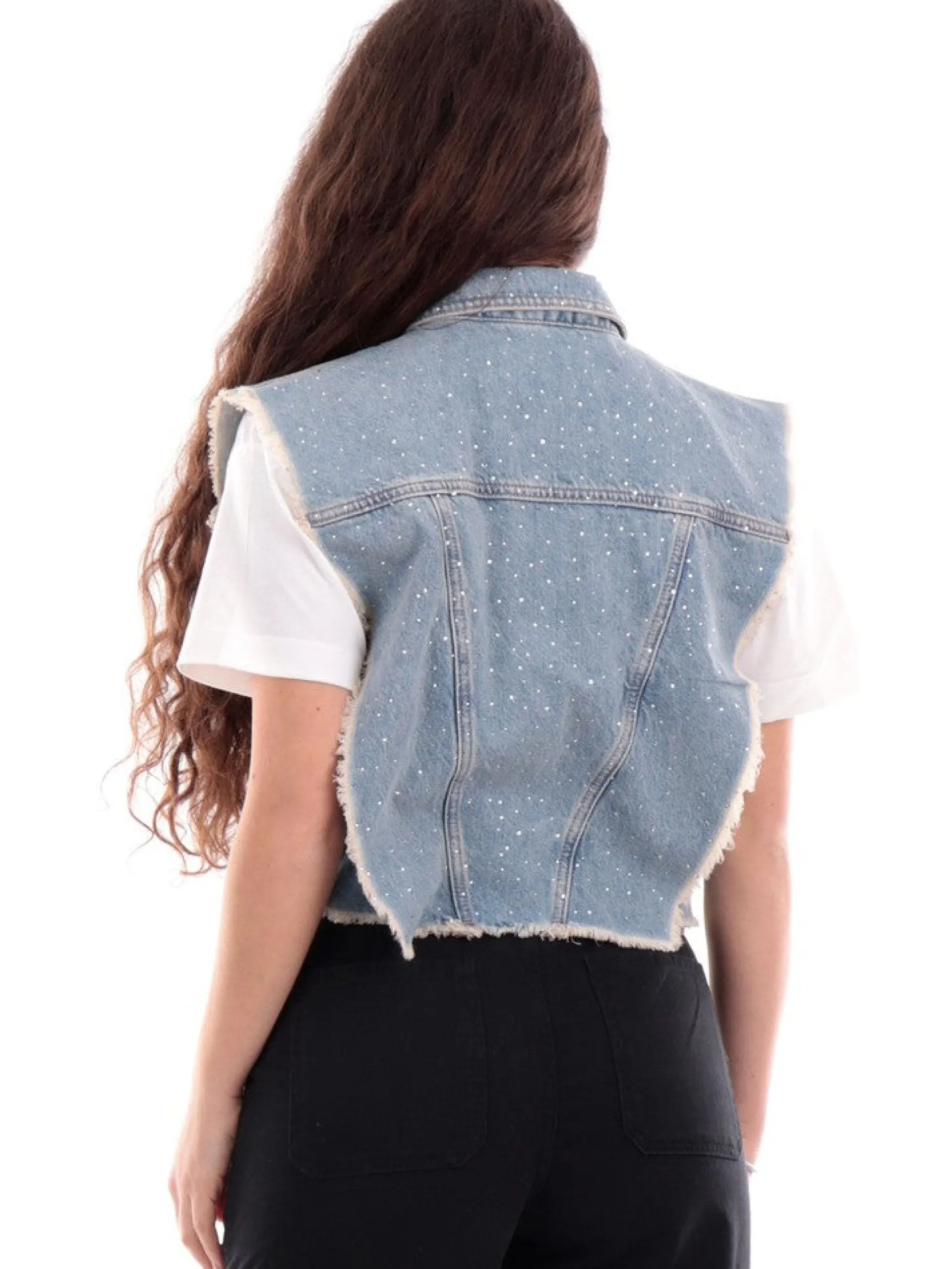 ONLY Gilet*Gilet jeans da donna con strass 15315267