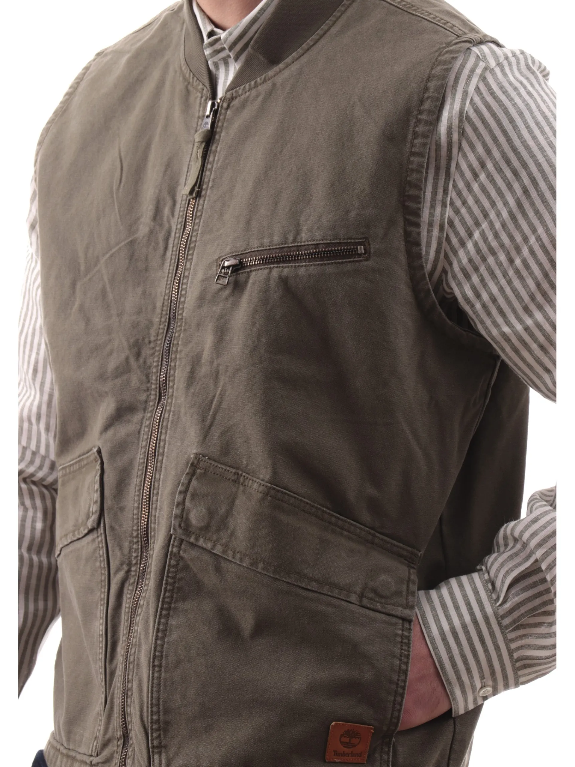 TIMBERLAND Gilet*Gilet verde militare da uomo Washed Canvas TB0A6GF7