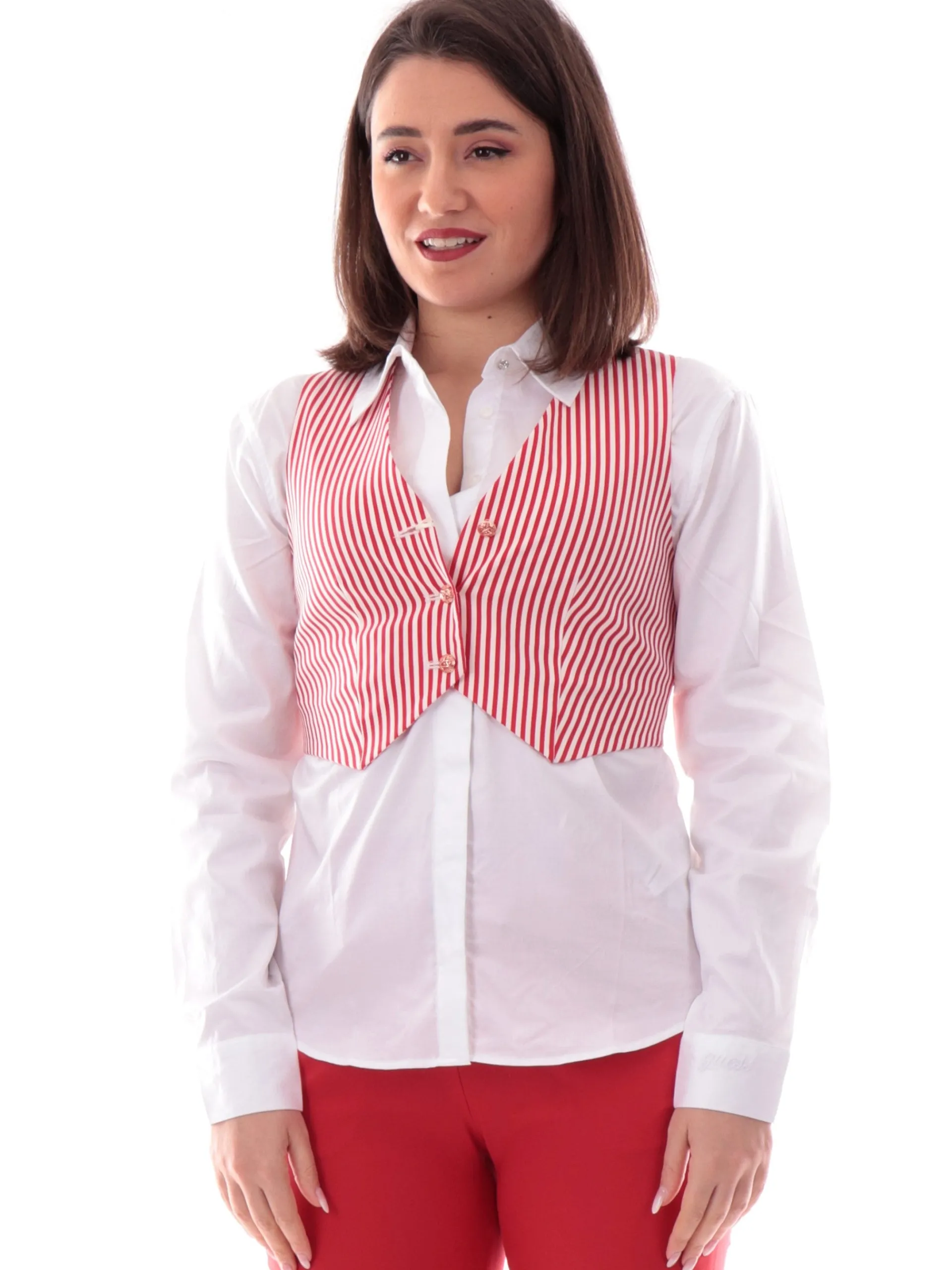 YES ZEE Gilet*Gilet a righe rosso e bianco da donna G208YG002505