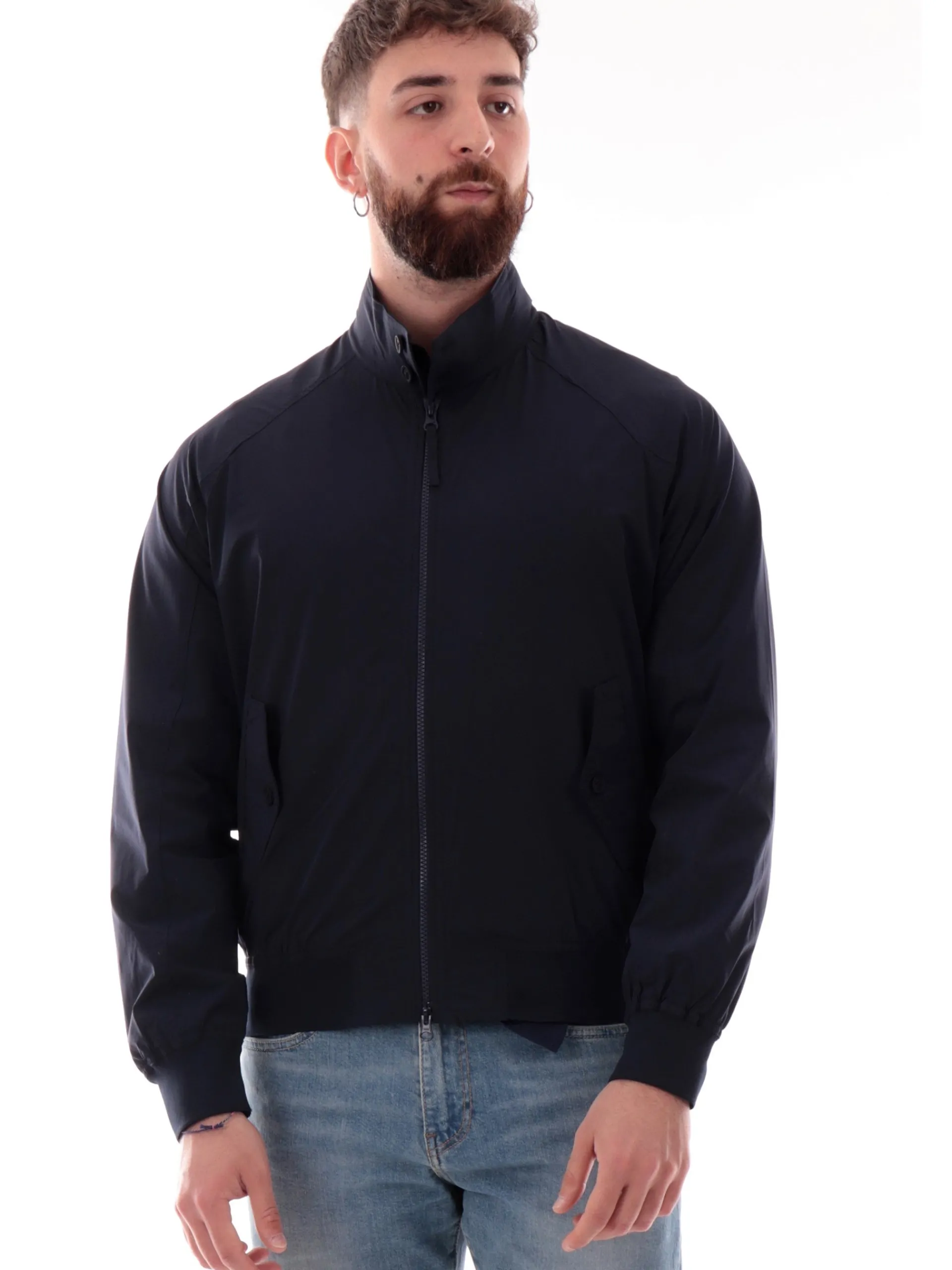 AQUASCUTUM Giubbini*Giubbino Acquascutum blu da uomo Harrington stretch AAB005JK011