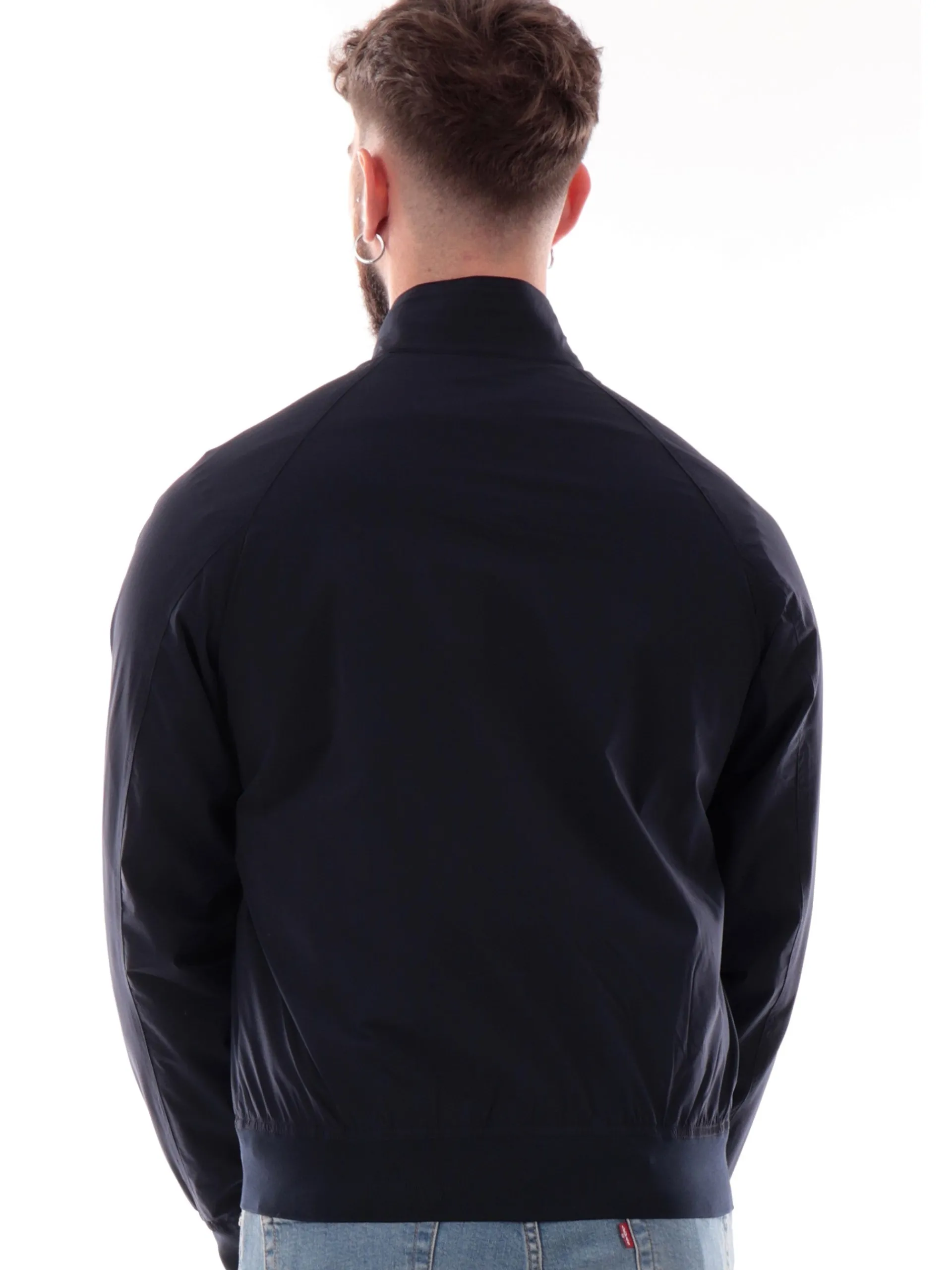 AQUASCUTUM Giubbini*Giubbino Acquascutum blu da uomo Harrington stretch AAB005JK011