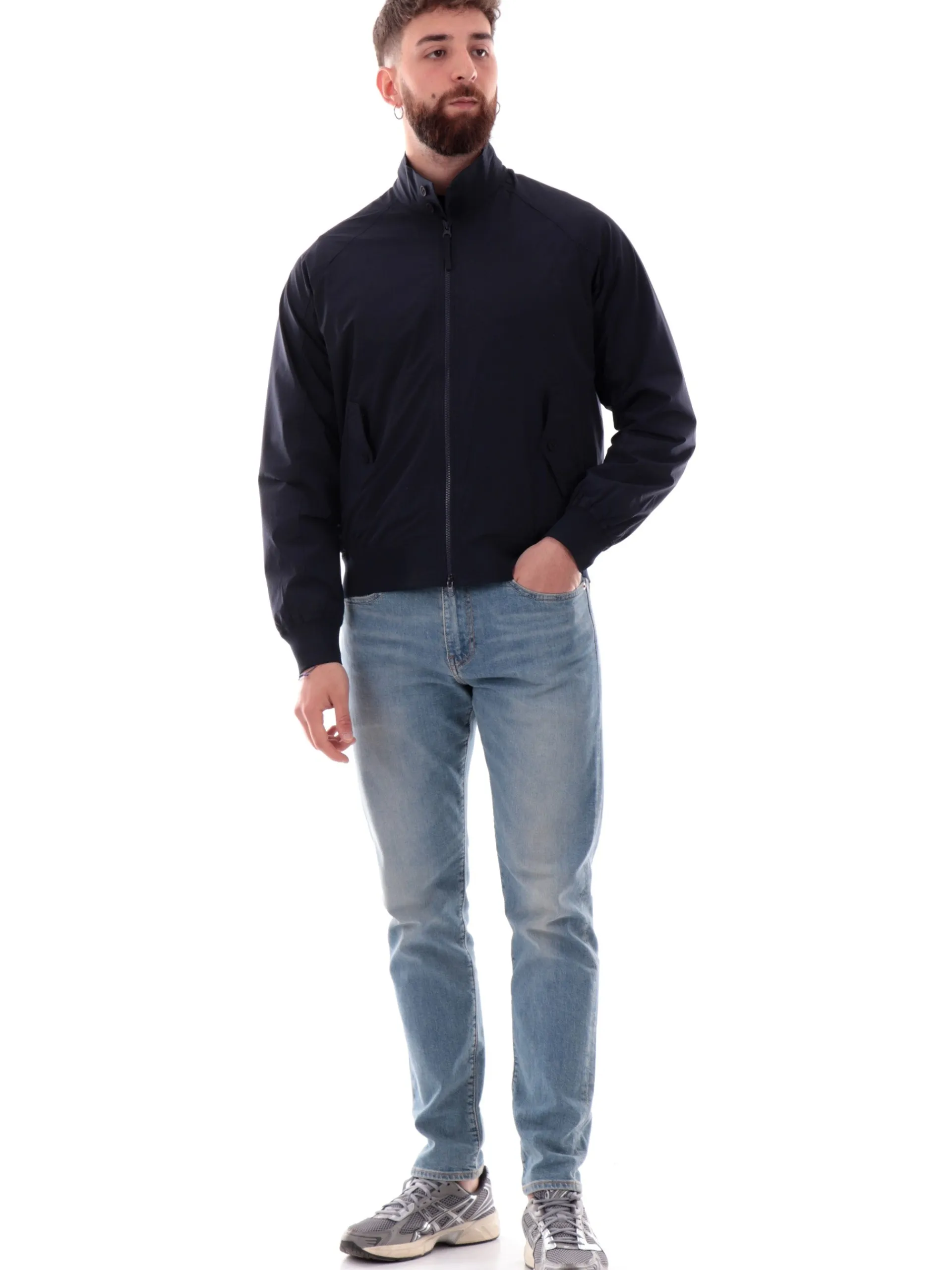 AQUASCUTUM Giubbini*Giubbino Acquascutum blu da uomo Harrington stretch AAB005JK011