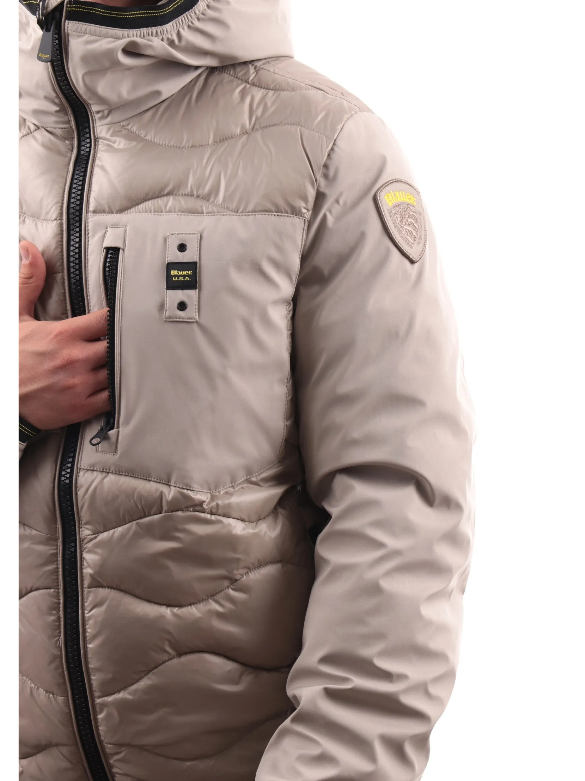 BLAUER Giubbini*Giubbino beige da uomo inserti in tessuto tecnico C08034006355