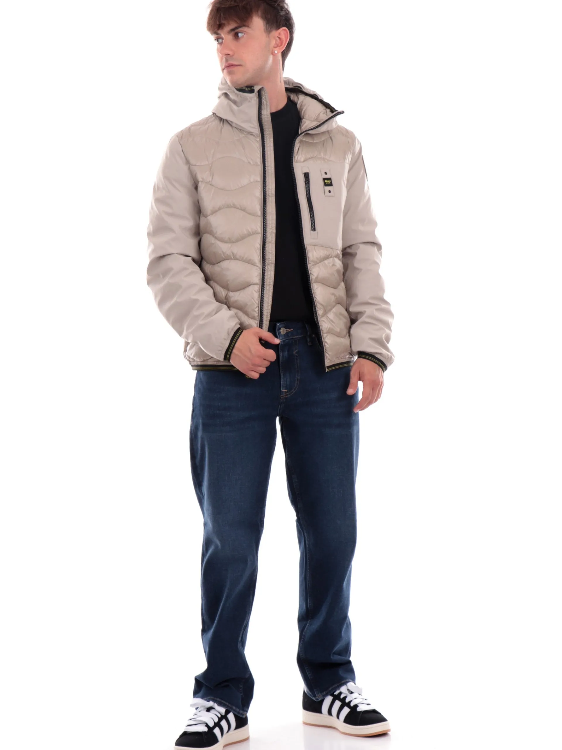 BLAUER Giubbini*Giubbino beige da uomo inserti in tessuto tecnico C08034006355