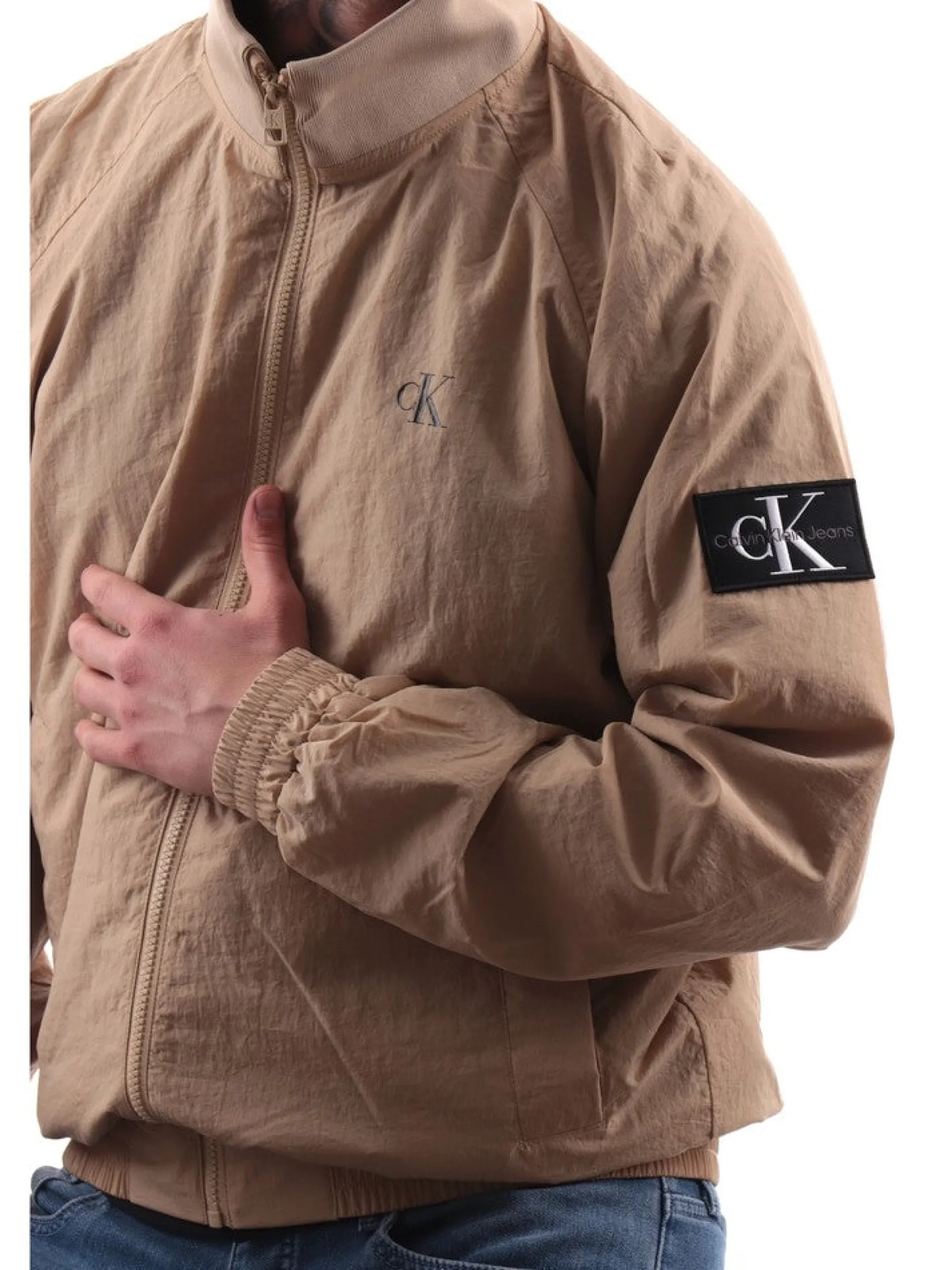CALVIN KLEIN Giubbini*Giubbino beige da uomo Unpadded Harrington J30J325102