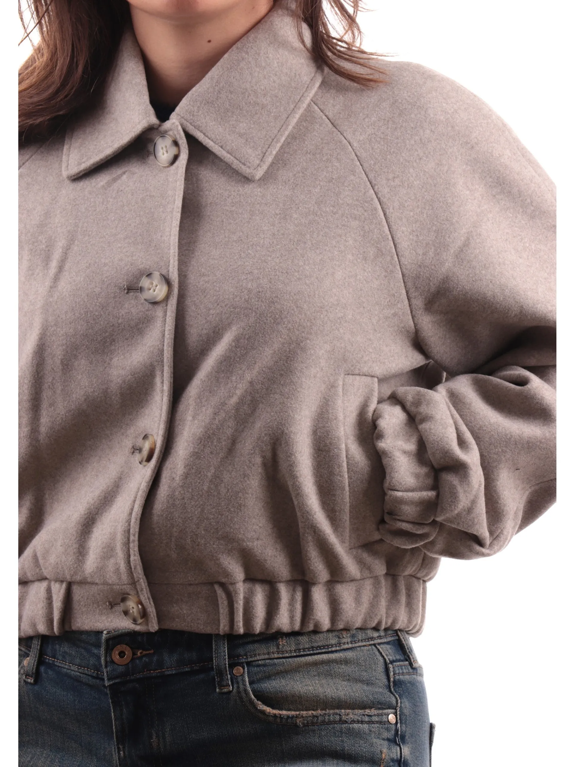 ONLY Giubbini*Giubbino crop grigio da donna Life Collar 15321922