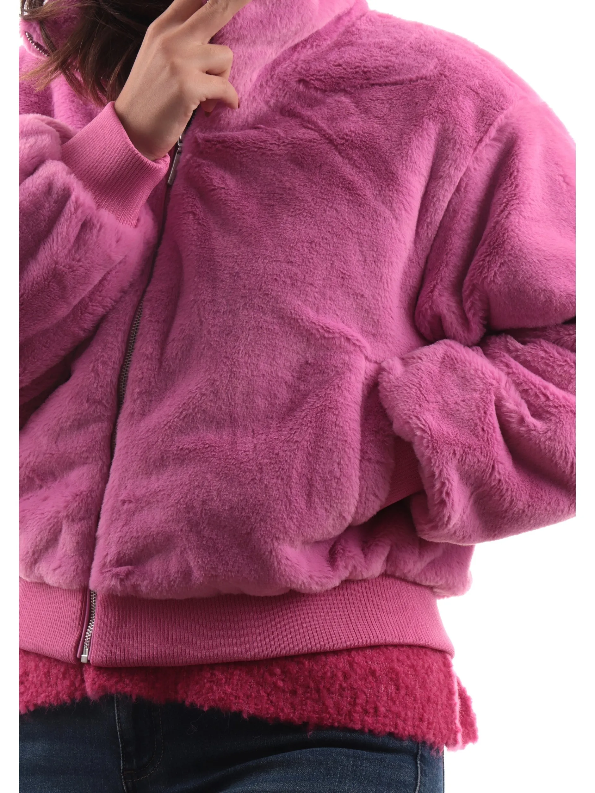 ONLY Giubbini*Giubbino pelliccia eco rosa da donna full zip 15327330